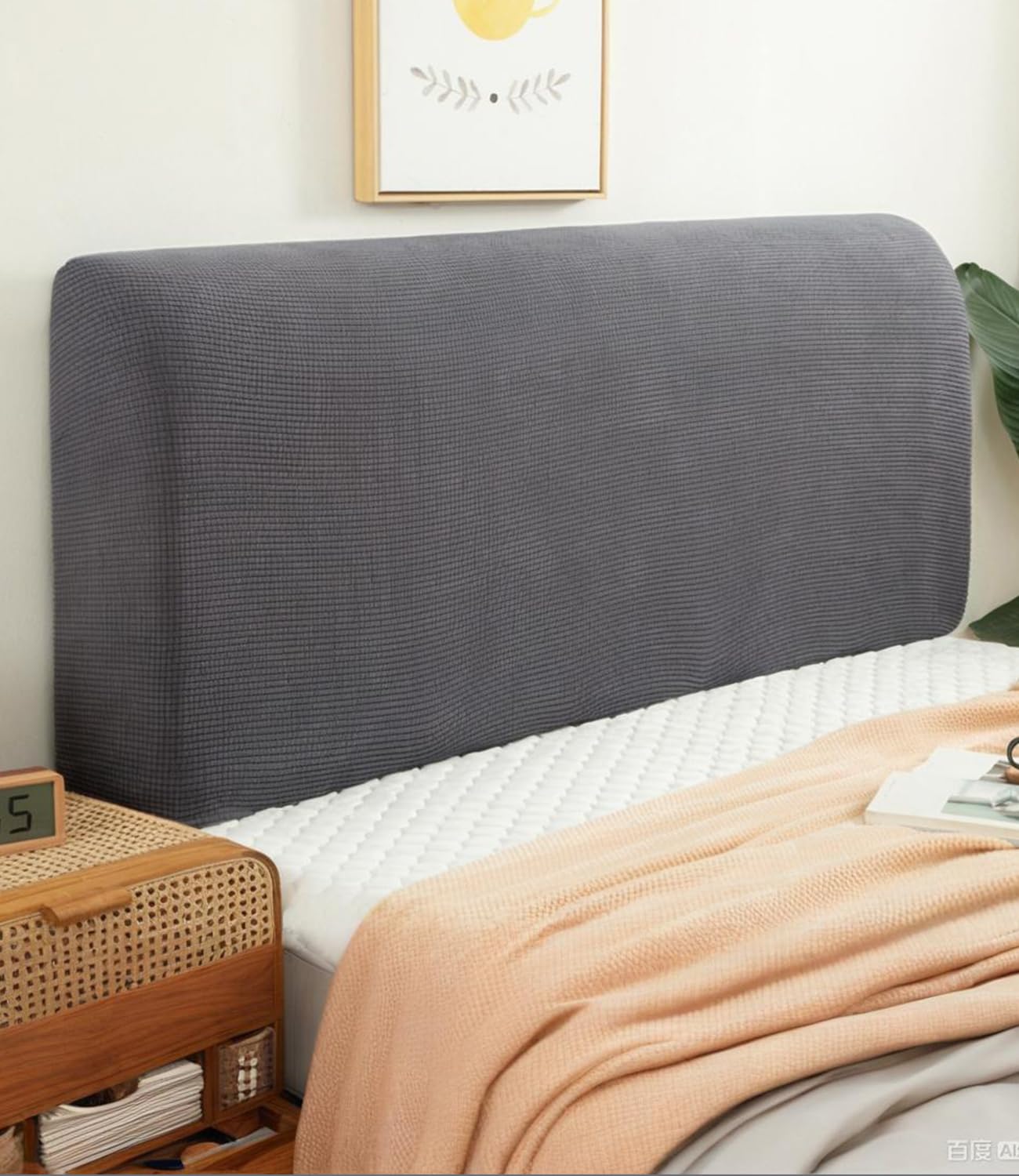 FANSU Headboard Cover for Single Double King Size Bed, Polar fleece Dustproof Headboard Wrap