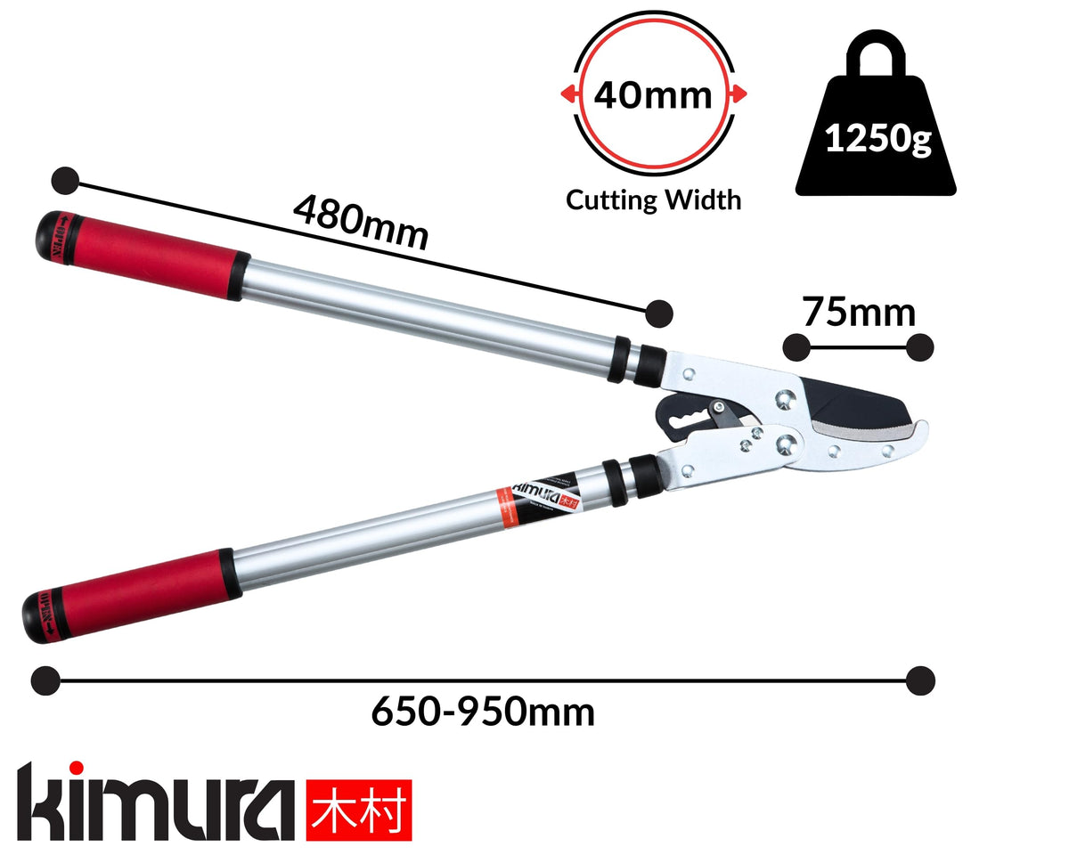 Kimura? Pro Heavy Duty Garden Loppers - Premium Anvil Lopper with Advanced Ratchet Mechanism, Lightweight Telescopic Handles, Japanese SK5 Steel