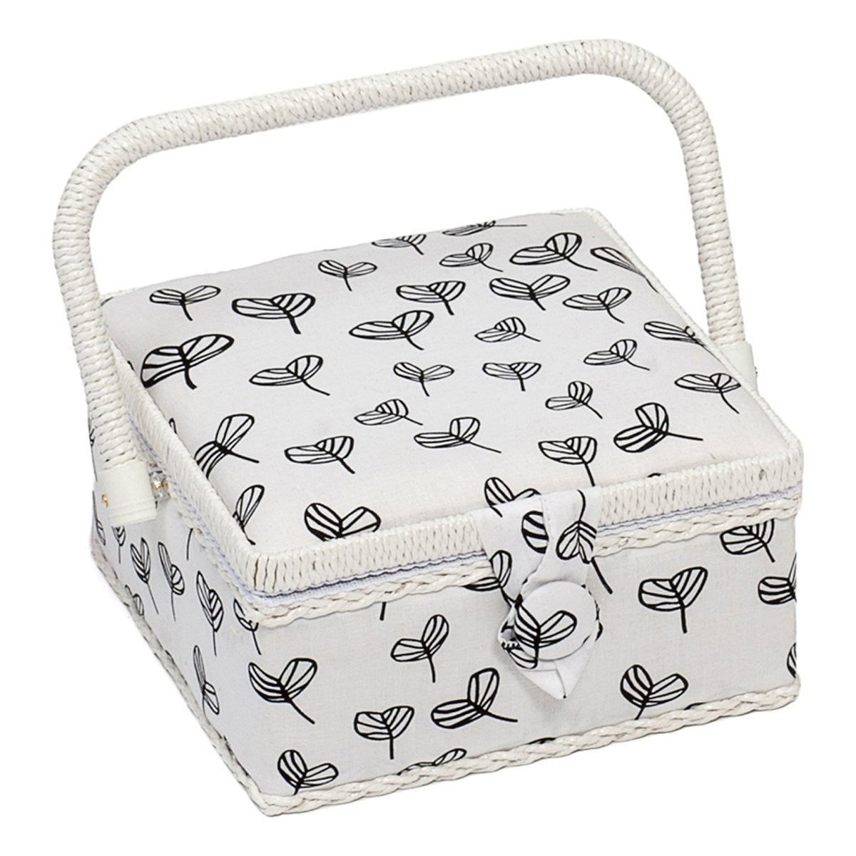 Hobby Gift HGS/093 Black Parsely Leaf on White Small Sewing Basket 20x20x11cm