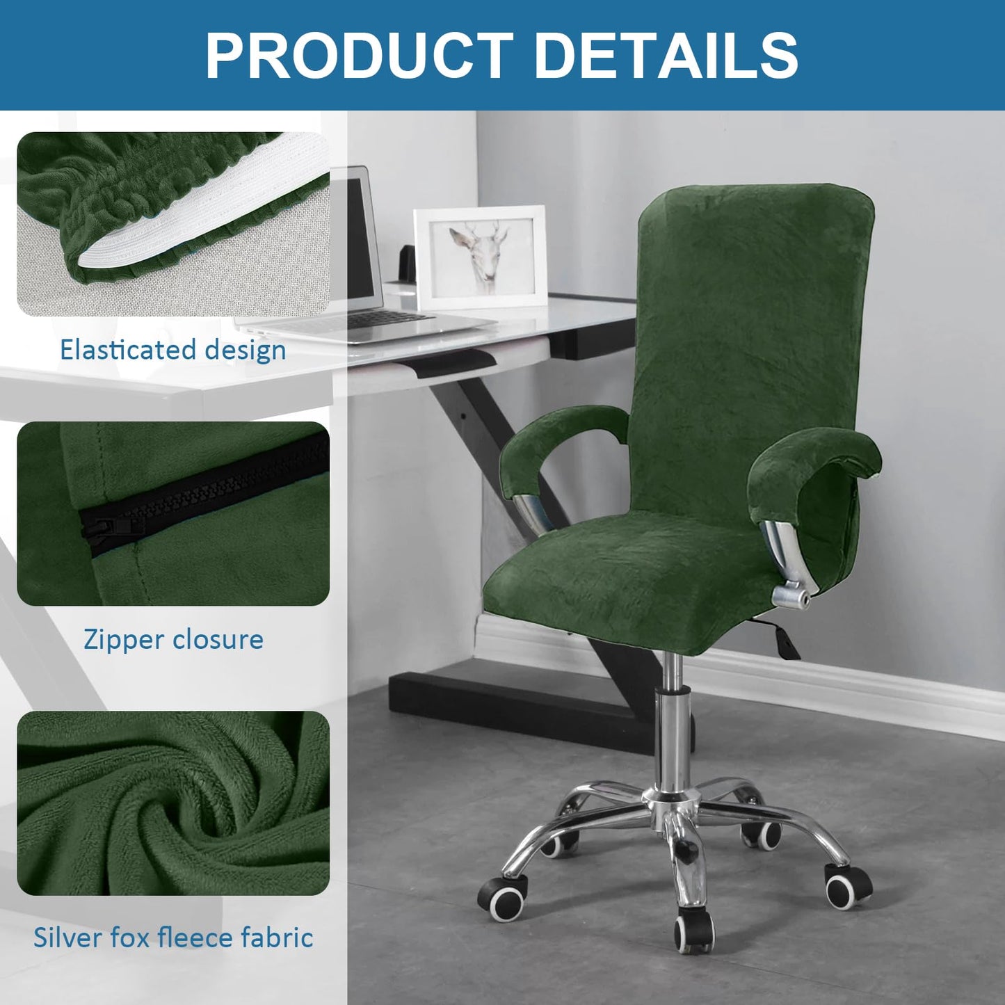 YushengTai Velvet Office Chair Cover, Chair Covers with Armrest, Seat Cover, Office Chair, High Back Seat Cover, Gaming Chair Cover
