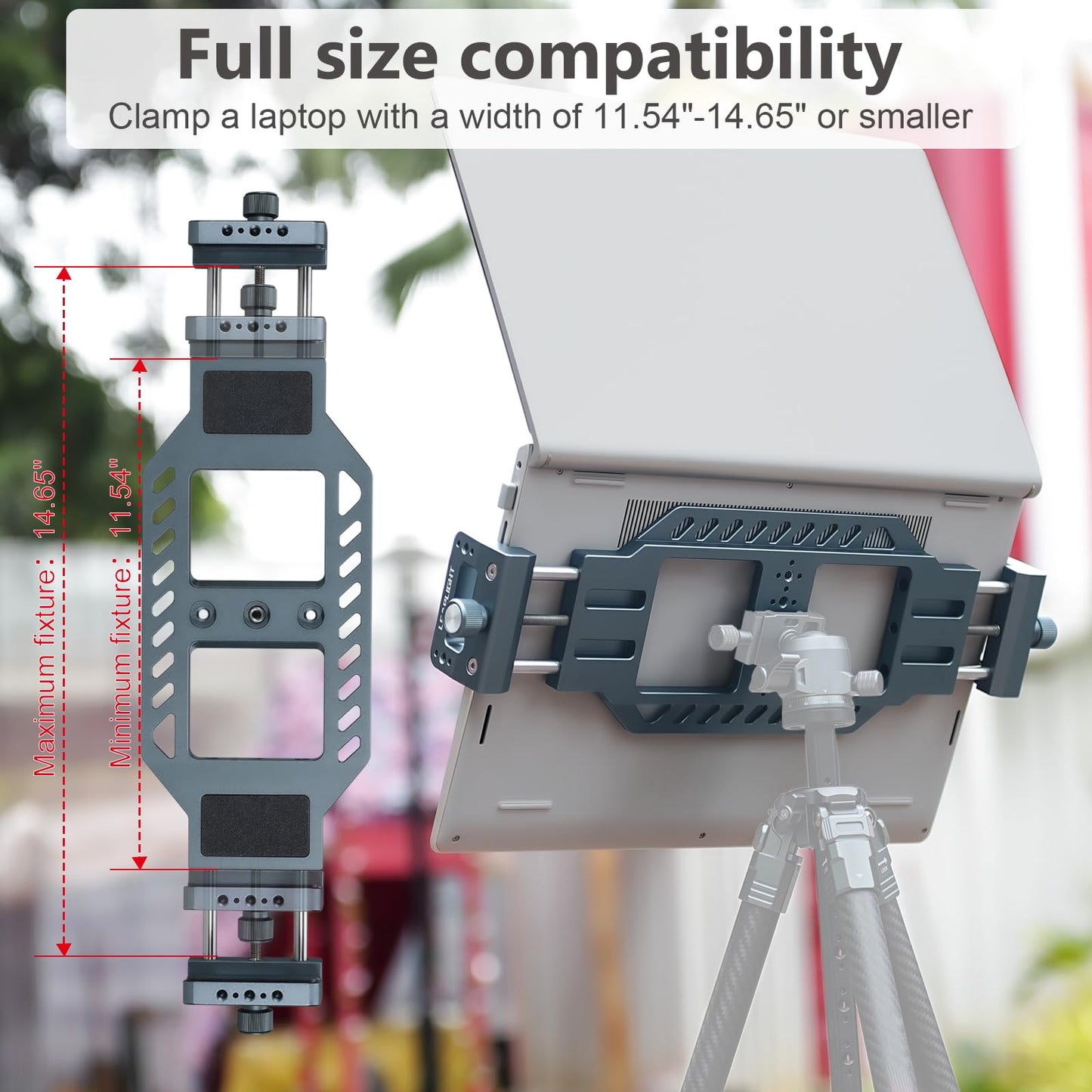 LEAPLIEXT Laptop Stand for Tripods, Aluminum Construction, 1/4" and 3/8 Ports, Arca-Swiss Quick Release System, Anti-Slip Heat Display, Studio Live