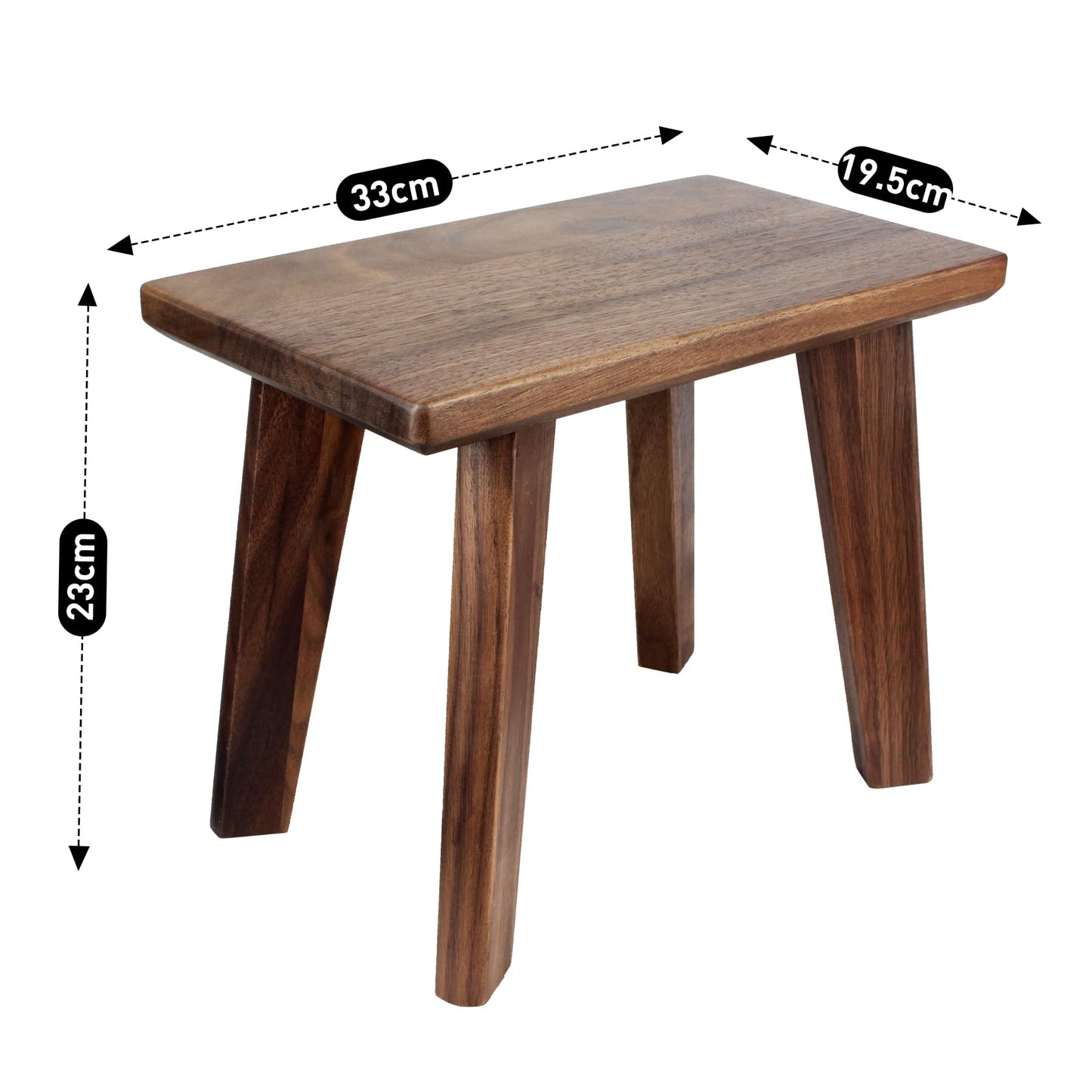 GLIBBUL Wooden Step Stool Walnut Wood Portable Small Foot Stool Assembled Ready to Use in Kitchen Garden Living Room Bathroom Classroom Easy Use