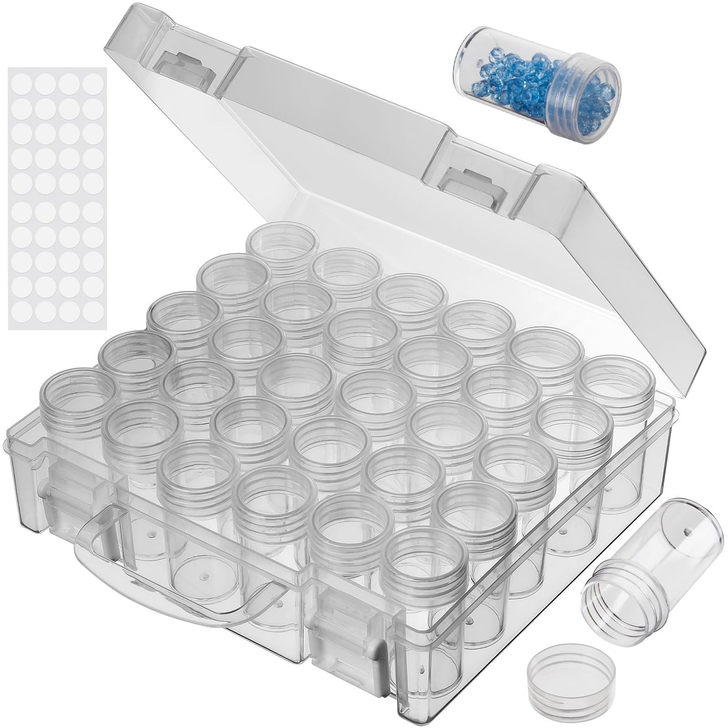 JIZIYRUO 30 Grids Diamond Painting Storage Boxes, Clear Plastic Bead Storage Organizer Box