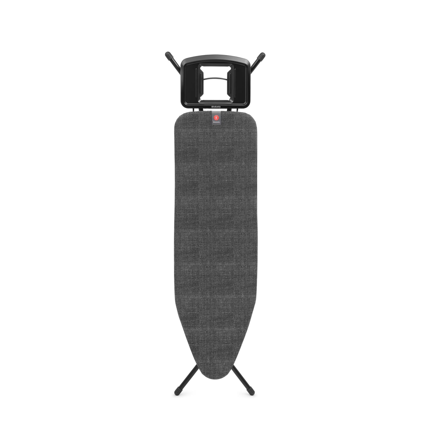Brabantia Ironing Board B, 124x38cm - Denim Black | 100% Fairtrade Cotton | Stable & Anti-Wobble Frame | Foldable with Adjustable Height & Solid Steam