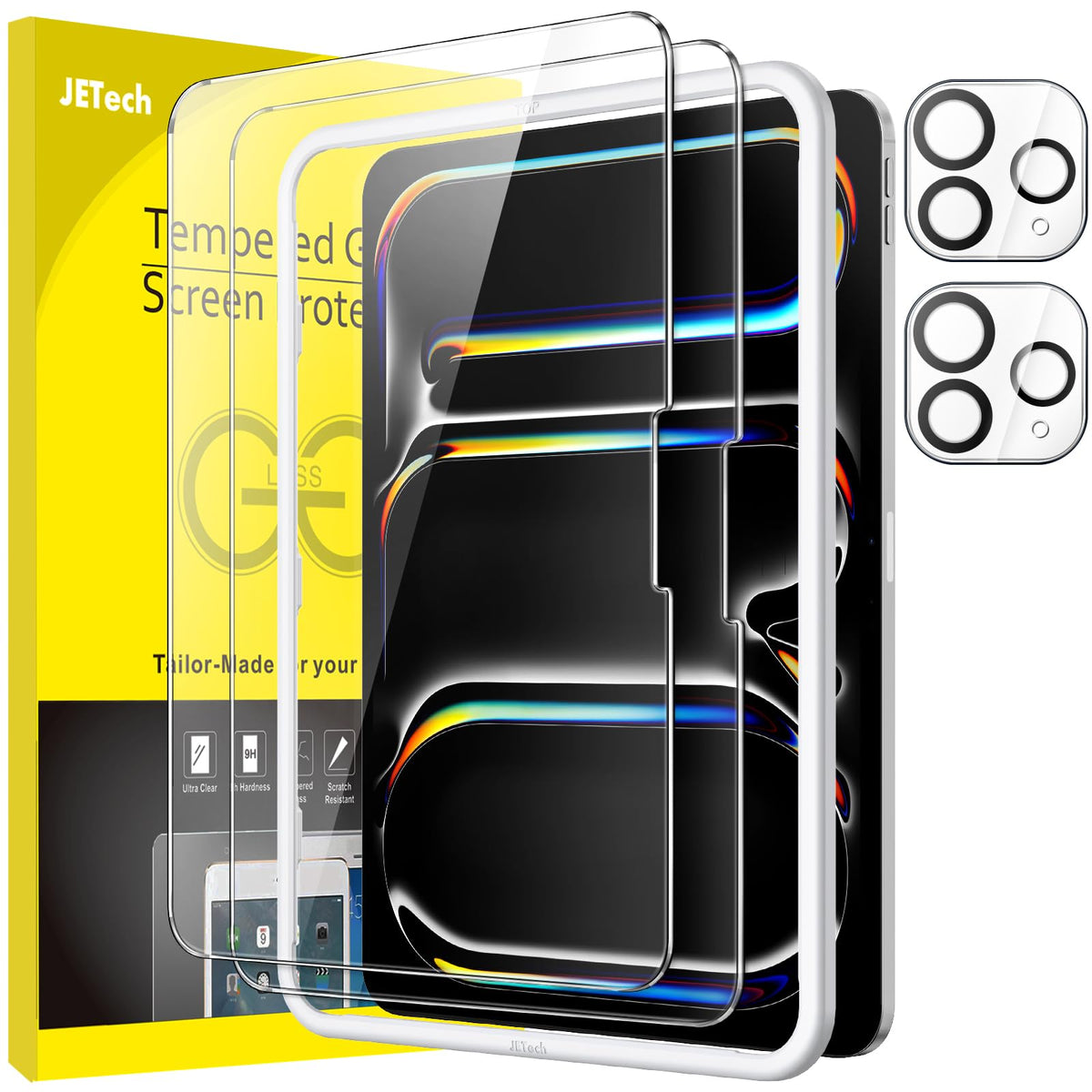 JETech Screen Protector for iPad Pro 11-Inch M5/M4 (2025/2024) with Camera Lens Protector, Easy Installation Tool, Tempered Glass Film Anti-Scratch,