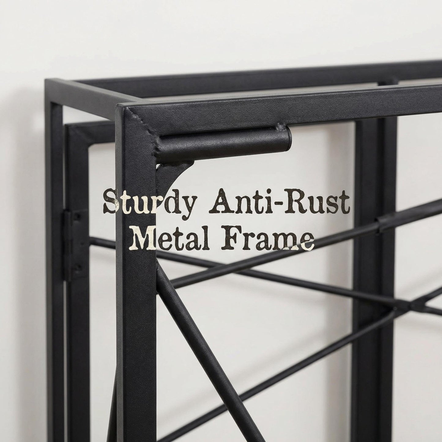 FurnitureR Folding Computer Desk,Industrial Style MDF Table Top Black Metal Frame,Space Saving For Small Apartment