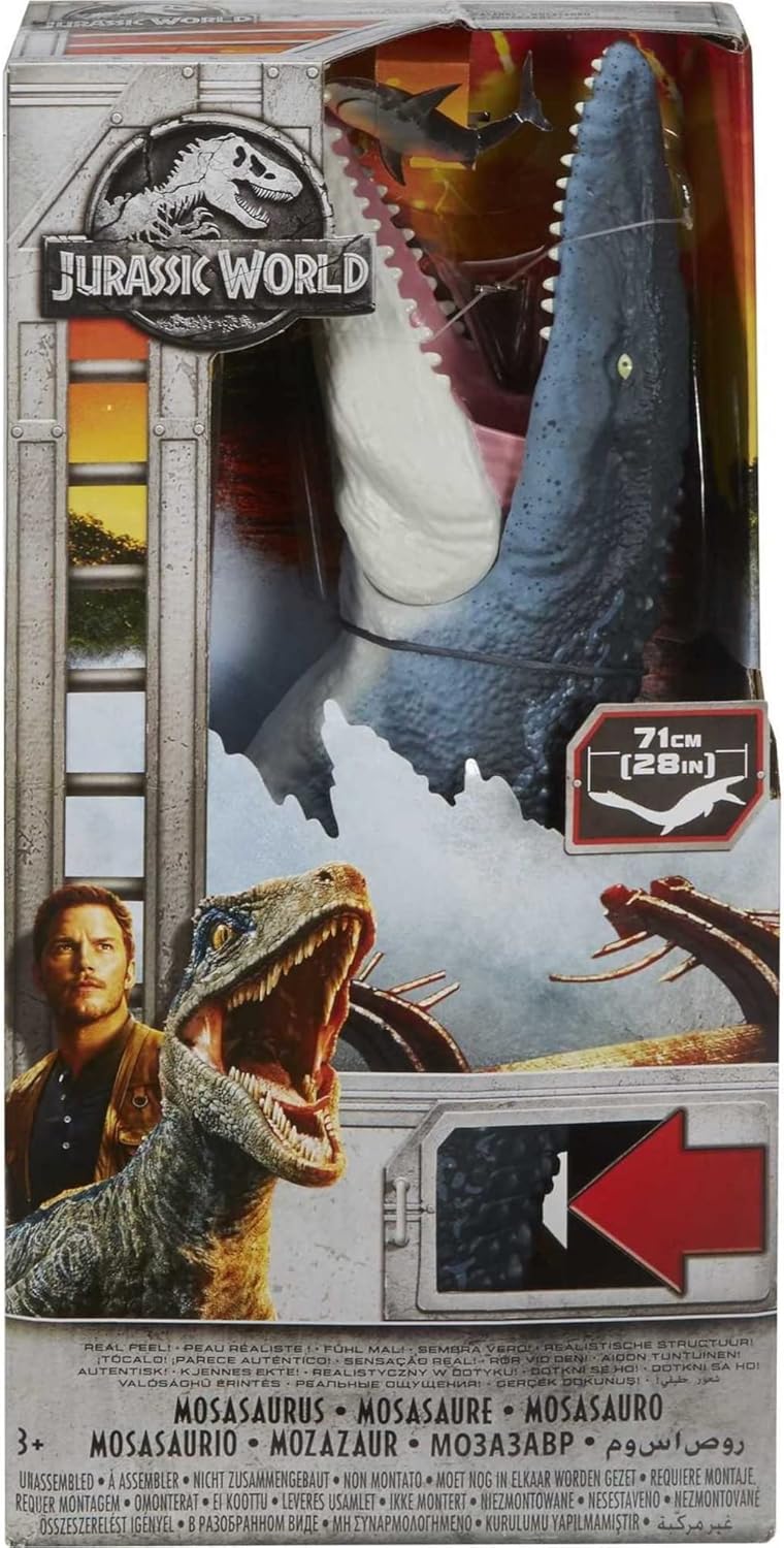 Jurassic World FNG24 - Mosasaurus figure, New but open, scruffy box