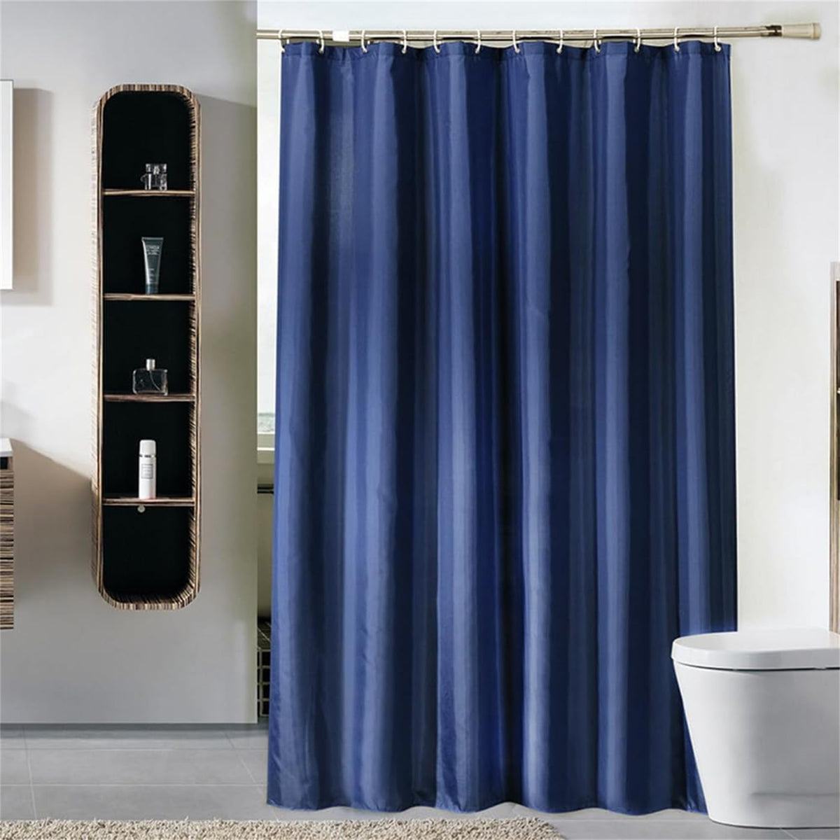 Lkw Ogechi Extra Wide Navy Blue Mildew Proof Shower Curtain 200x240 cm, 200/220/240 CM Drop Waterproof Polyester Bathtub Curtain, Washable Quick
