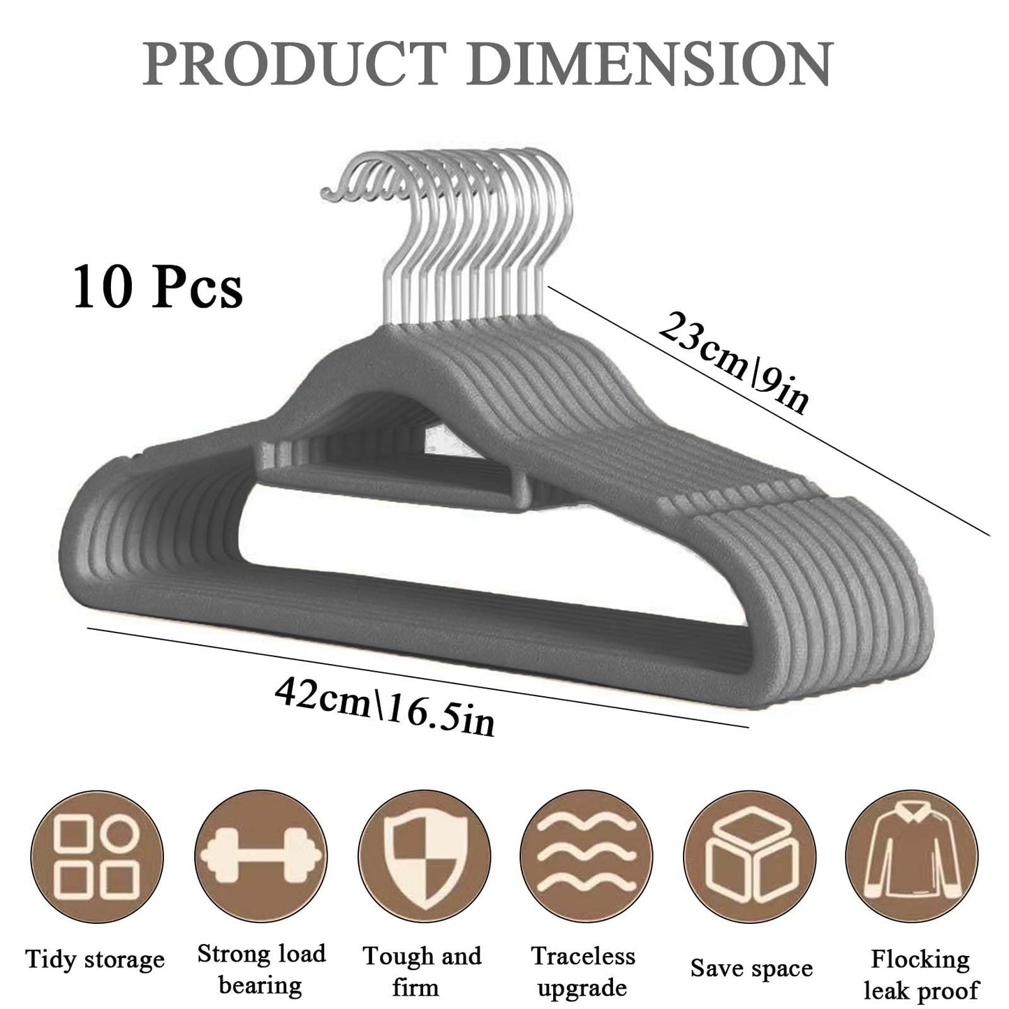 Velvet Coat Hangers 10 Pack, Non-Slip Clothes Hangers with 360° Swivel Hook & Tie Bar, Durable Space-Saving Hangers for Shirts, Jackets, Trousers