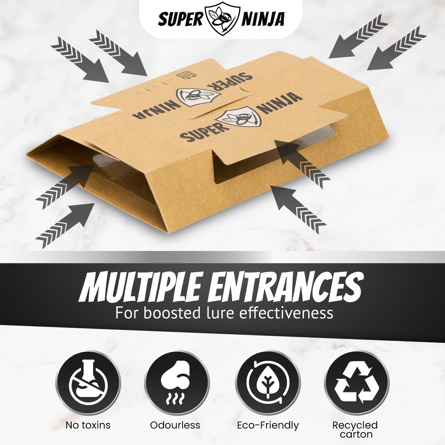 Super Ninja Cockroaches Killer - 60 Traps - Highly Effective and Ecological Cockroach Trap - User Friendly - Up to 3 Months per Trap