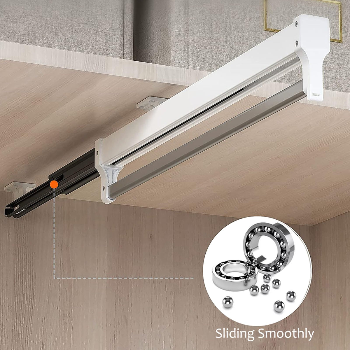 MAFAGE Pull Out Clothes Hanger Rod Adjustable Wardrobe Clothing Rail Hanger Rack Bar (347mm)
