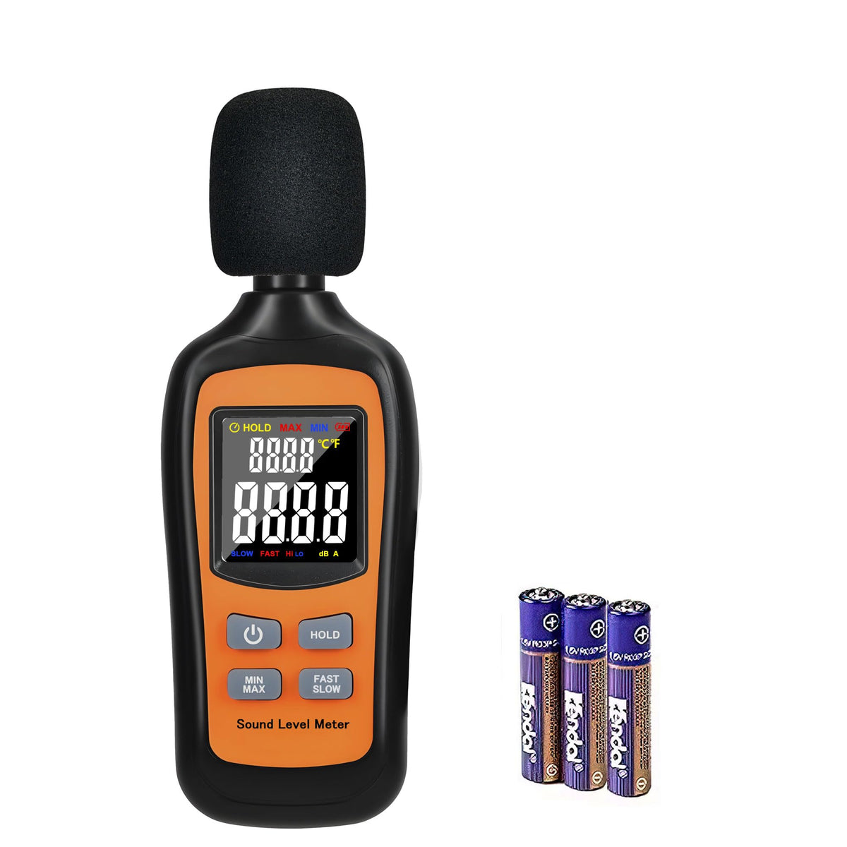 Decibel Meter,Digital Sound Level Meter Portable SPL Meter,35dB to 135dB Temperature Function,Noise Meter with A-Weighted [MAX/MIN Fast/Slow Data