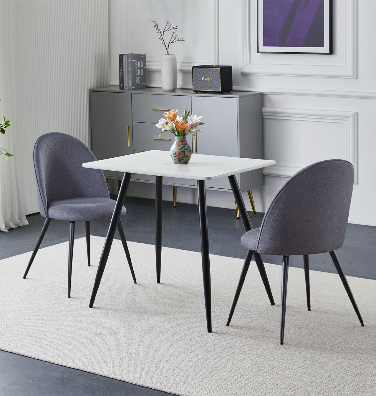 Hallowood Furniture Cullompton Small Kitchen Table and Chairs Set 2 80x60cm