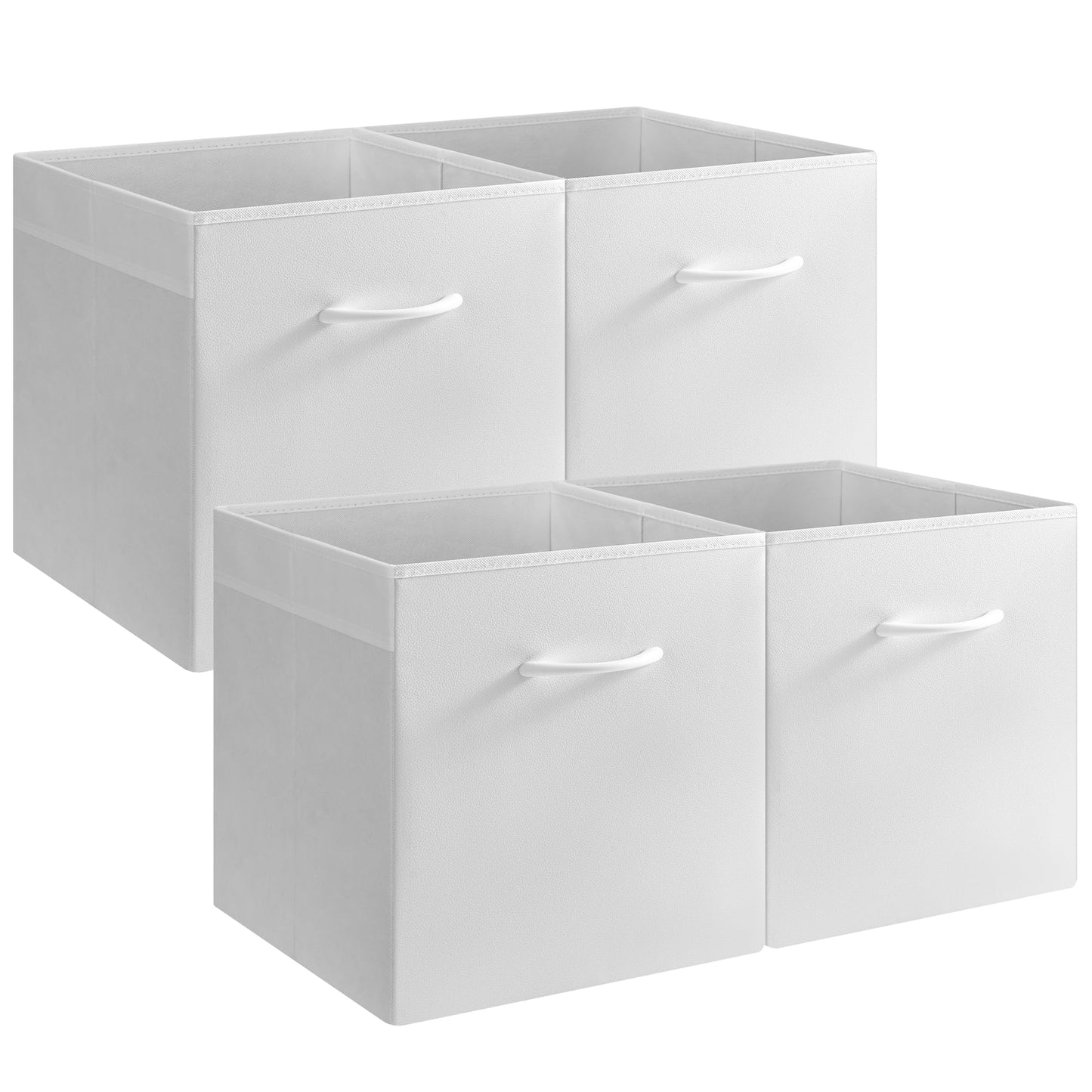 StorageWorks White Storage Cubes, Storage Cube Boxes with Handle, Cube Storage Basket for Shelves, Fabric Organiser Boxes for Wardrobe