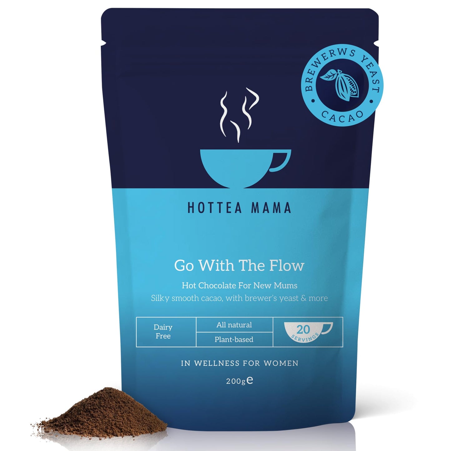 HOTTEA MAMA | Go With The Flow | Breastfeeding Support Hot Chocolate | 41% Cacao | Brewer?s Yeast | 200g (20 mugs of hot chocolate)