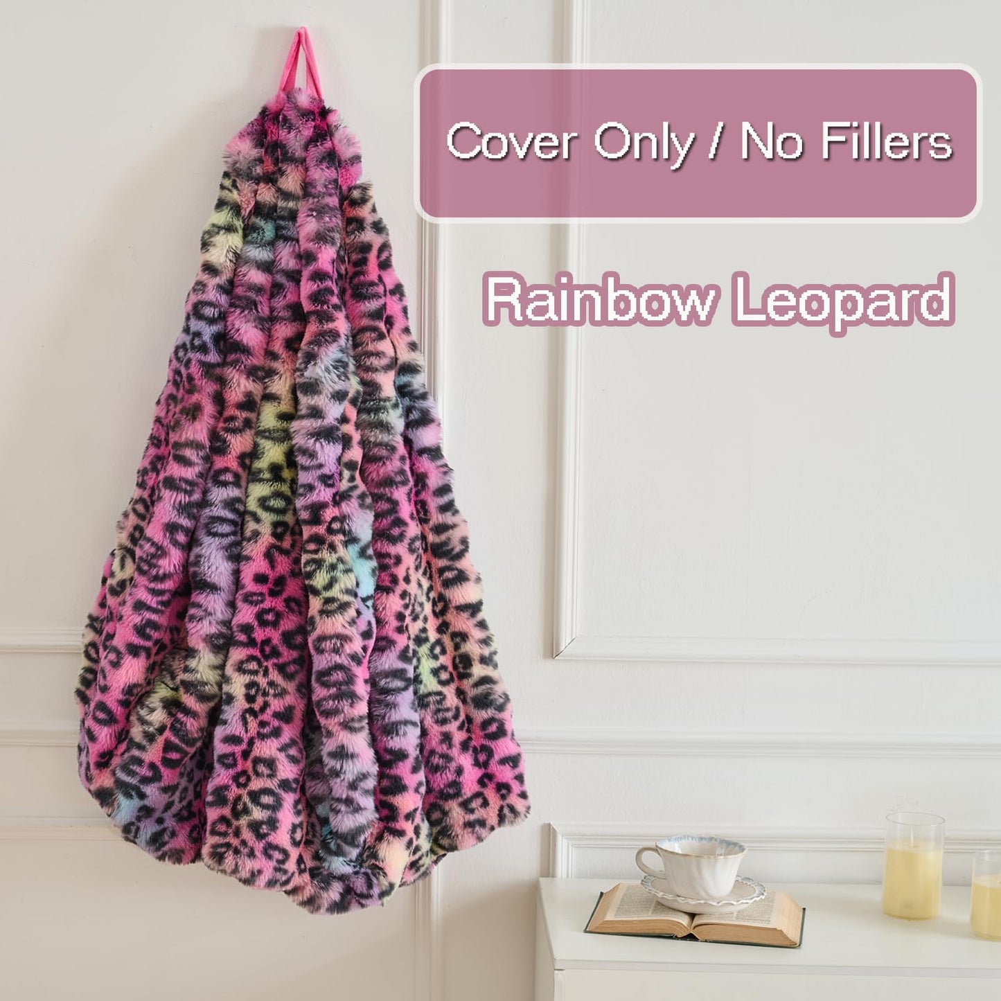 Fluffy Faux Rabbit Fur Bean Bag Chair Cover(No Filler),Cozy Shaggy Bubble Stuffed Animal Storage Large Bean Bag Cover for Bedroom Living Room,Fuzzy