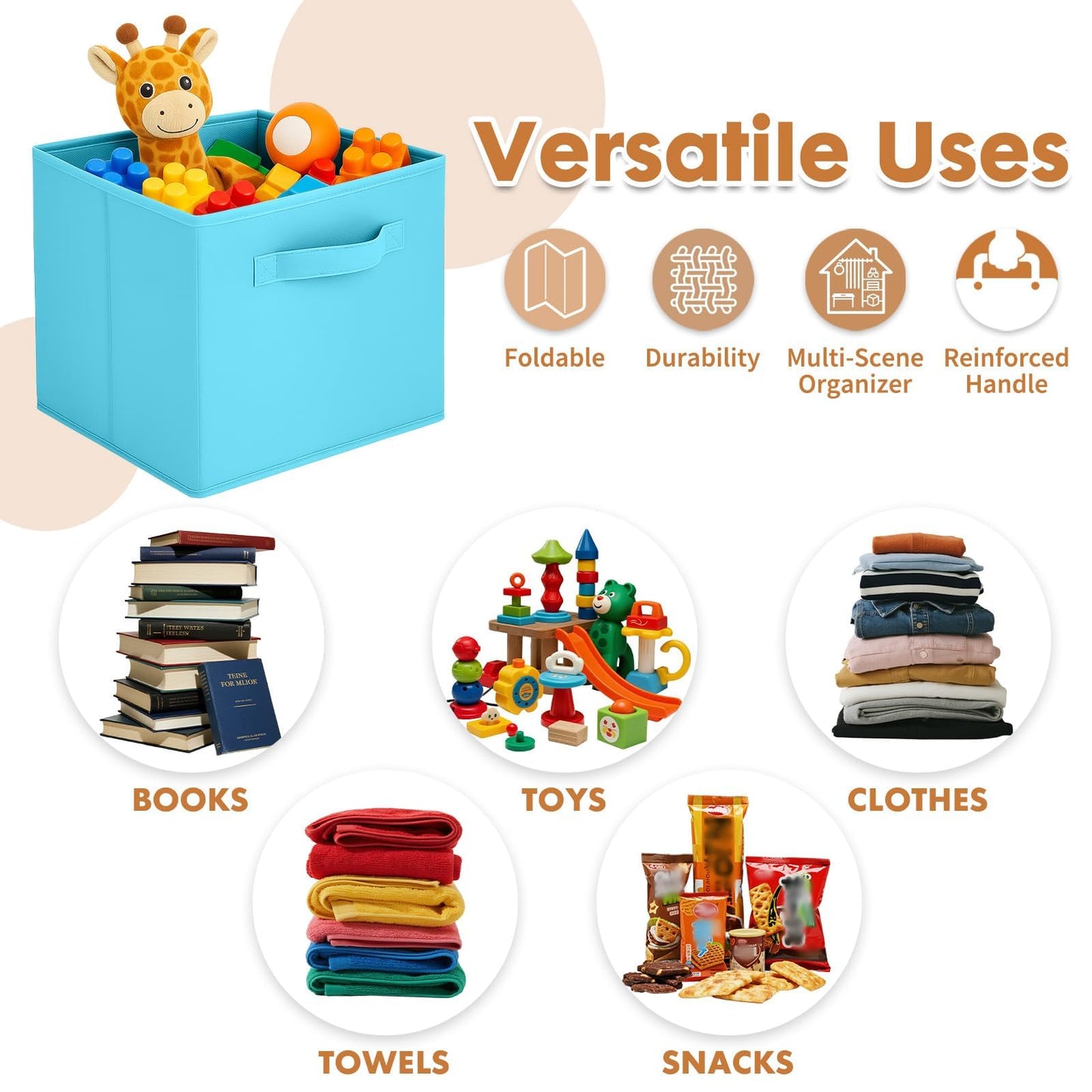 Pinkgarden Storage Box, Collapsible Fabric Storage Cube with Handles for Home, Kids Room, Closet and Toy Organization,Pack of 4, 33 x 33 x 33 cm