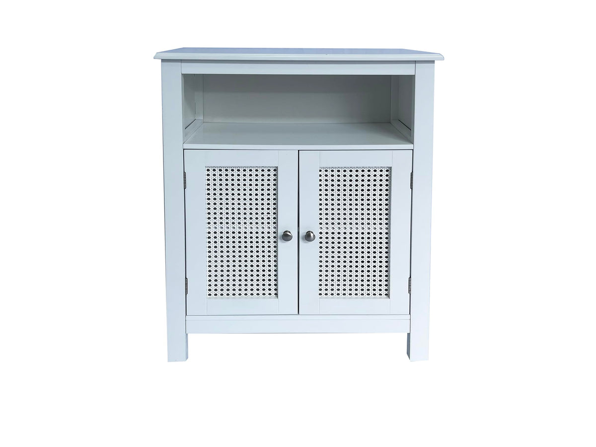 ASPECT Vera Faux Rattan 2-Door Storage Cabinet,White