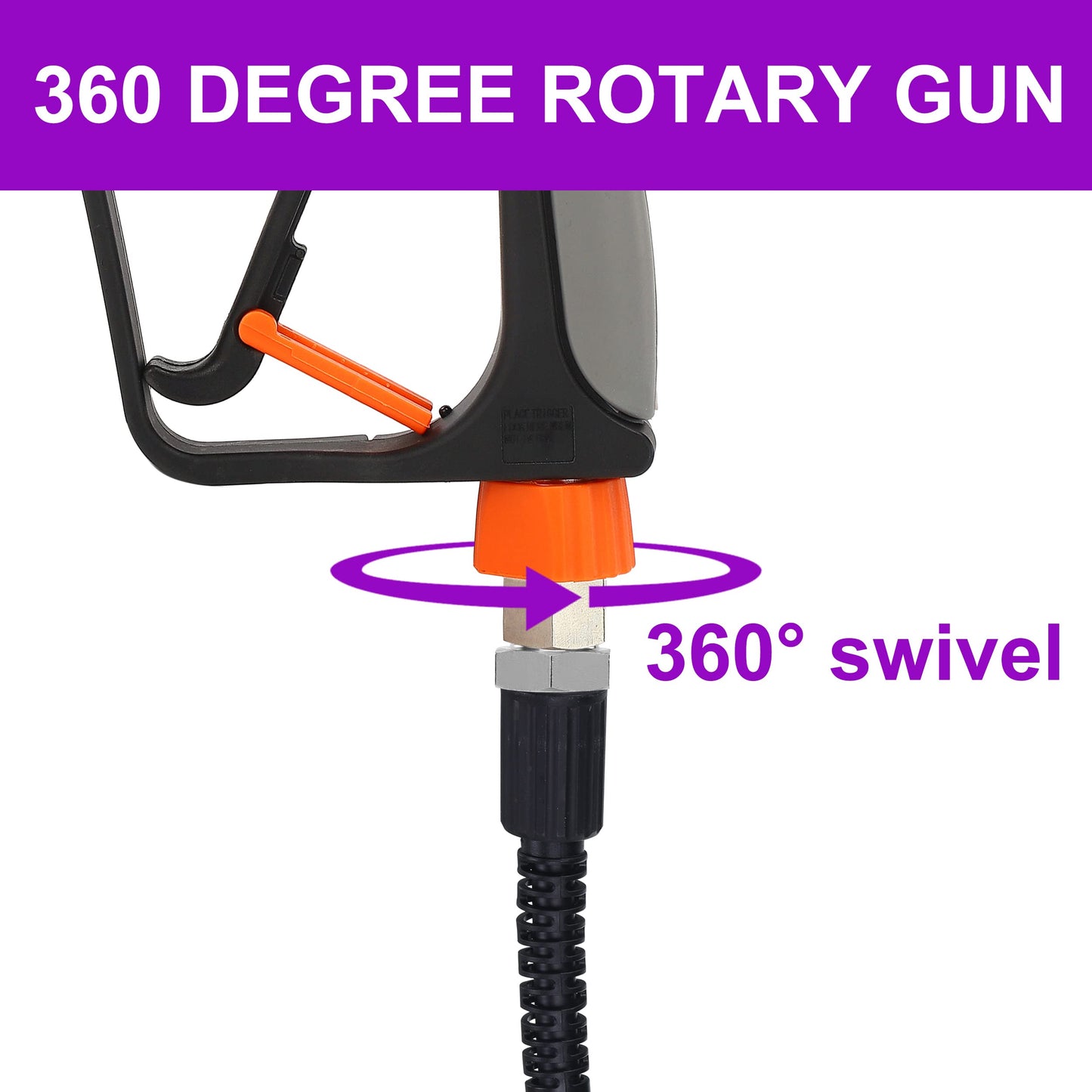 PWACCS Pressure Washer Gun with Swivel, Short Power Washer Gun with 3/8? Quick Connector, M22 14mm /15mm Fitting, 5 Pressure Washer Nozzle Tips with