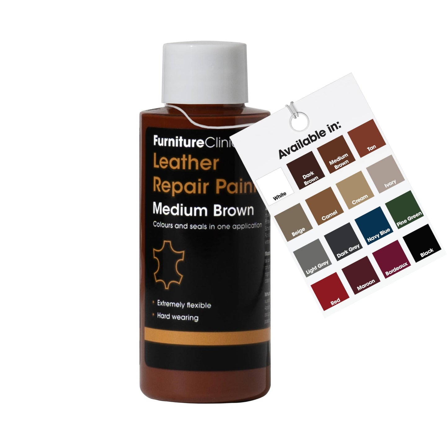 Furniture Clinic Leather Repair Paint & Dye | Self Seal Colourant for Quick and Easy Leather Repair | Suitable for Sofas, Car Seat, Shoes, Handbag,