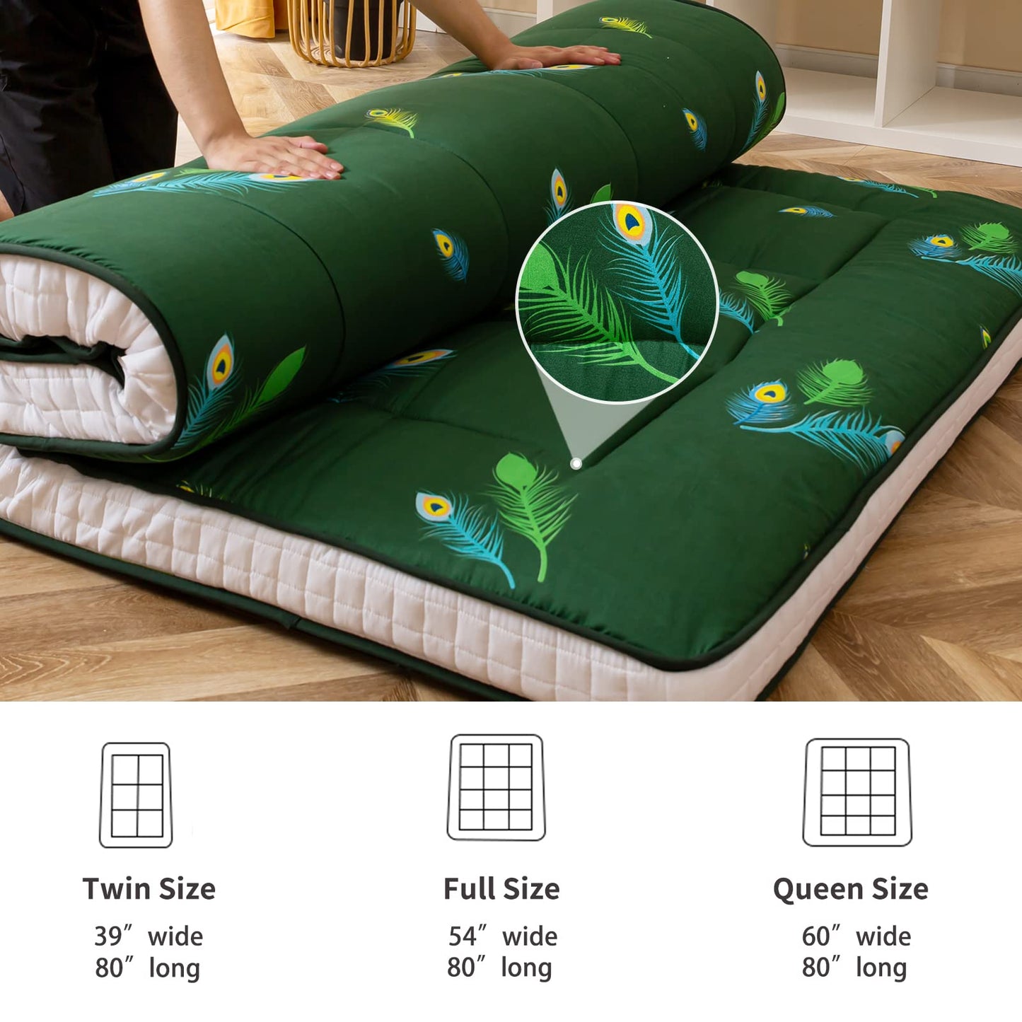 MAXYOYO Futon Mattress, Padded Japanese Floor Mattress Quilted Bed Mattress Topper