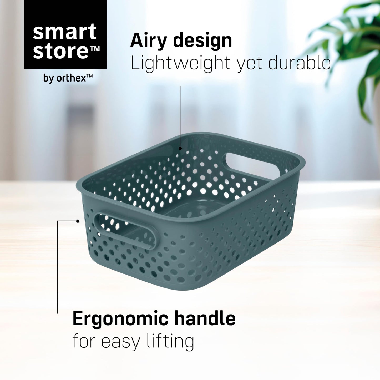 SmartStore Storage Basket with Handles in Grey 10 x 1,6L (20,5x14,5x7,5cm) | Storage Bin From Recycled Plastic | Essence S Storage Box