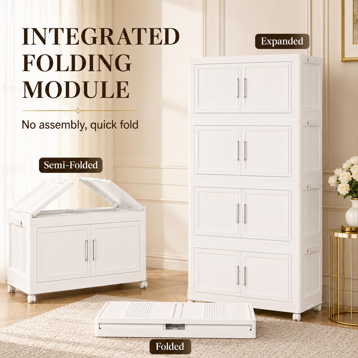 Naviconvex Storage Boxes with Lid, 80L*3 Tier Plastic Storage Box with 1 Lid, Foldable Boxes, Stackable Drawers with Wheels