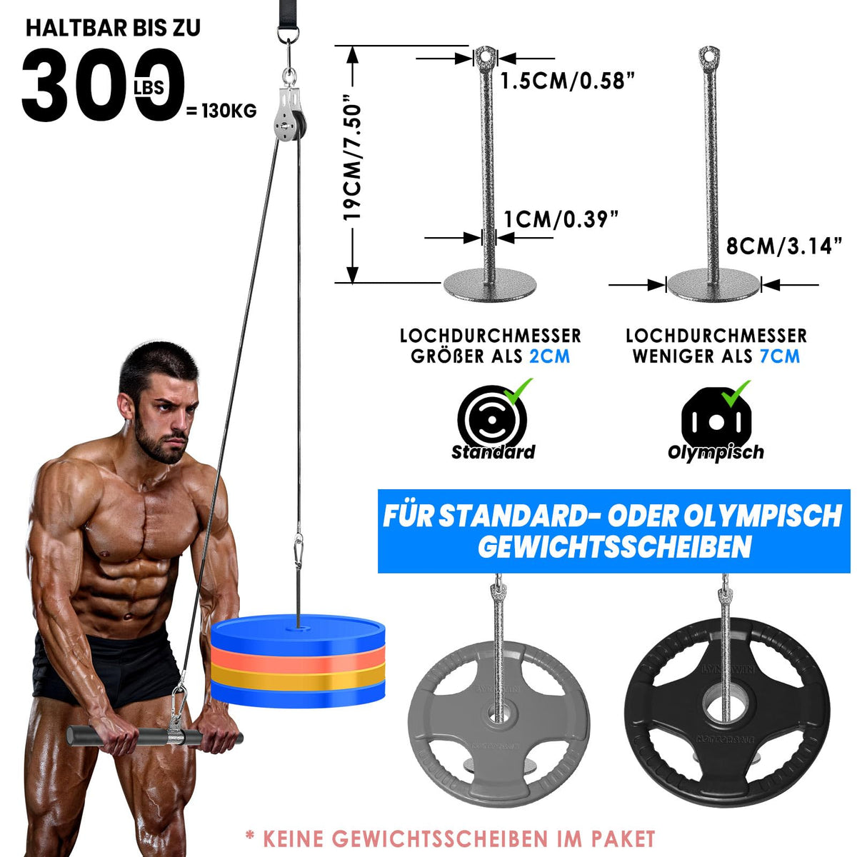 Lyndwin Cable Pulley System Home Gym for Lat Pull Down, 3 in 1 Dual Cable Weight Pulley System Machine Attachment for Chest Fly Tricep Bicep Arm Chest