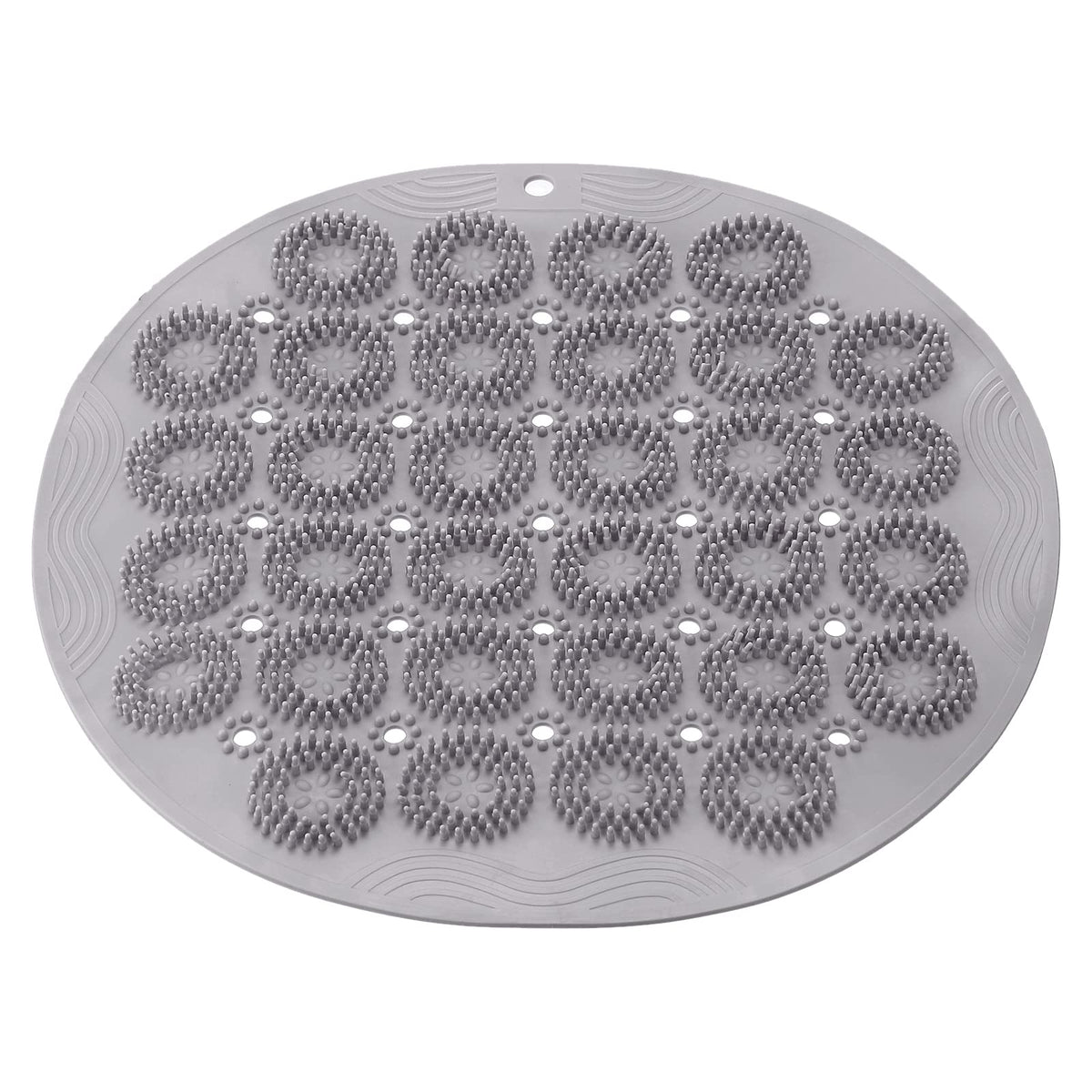 sourcing map Bath Tub Shower Mat, 11.8" x 11.8" PVC Non-Slip Round Shape Shower Mat with Drain Holes, Suction Cups for Bathroom Bathtub, Grey