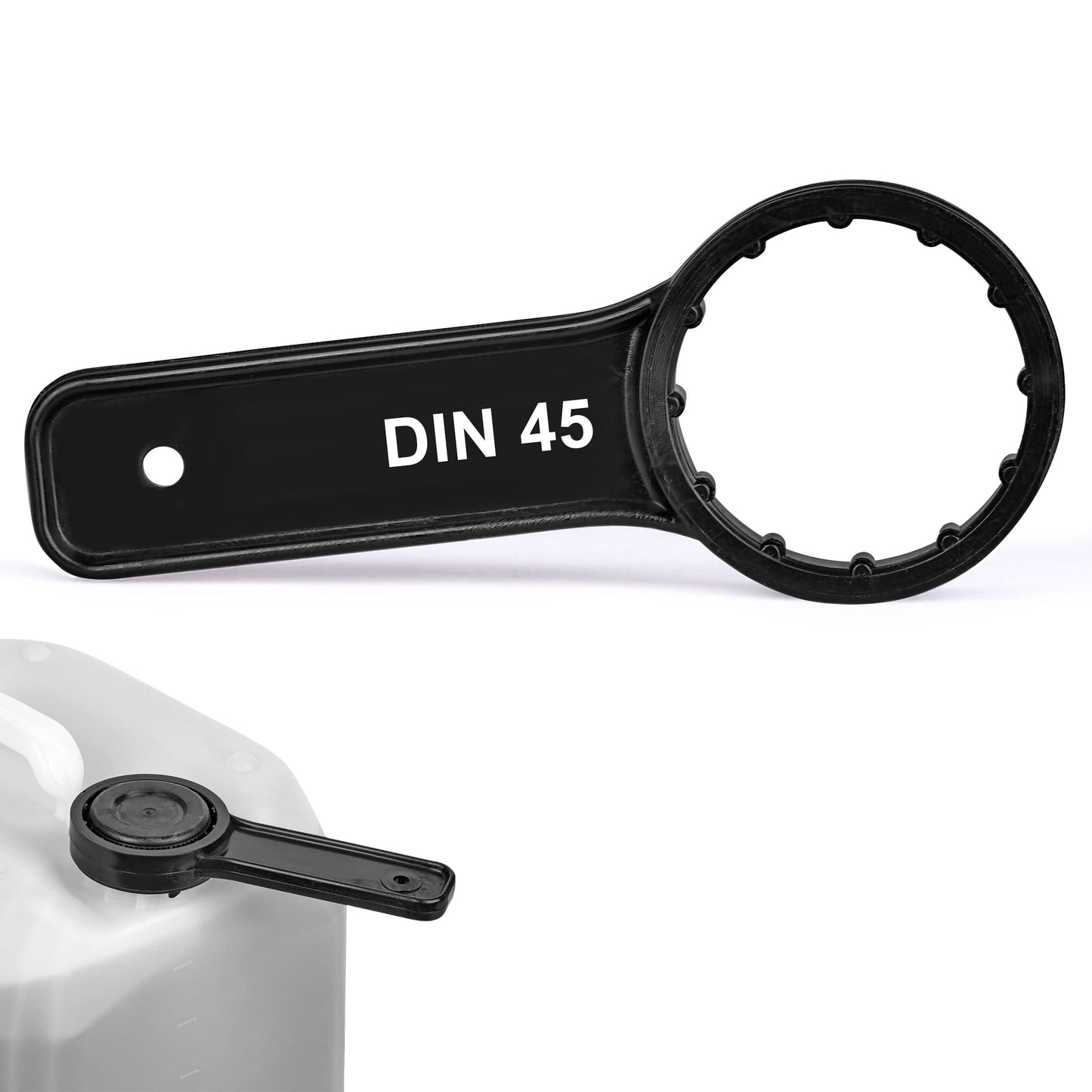 LABROTEC Canister Wrench (DIN 45) for 2/2.5/3/5/10/20 Litre, Mechanical Operation, Black, Plastic