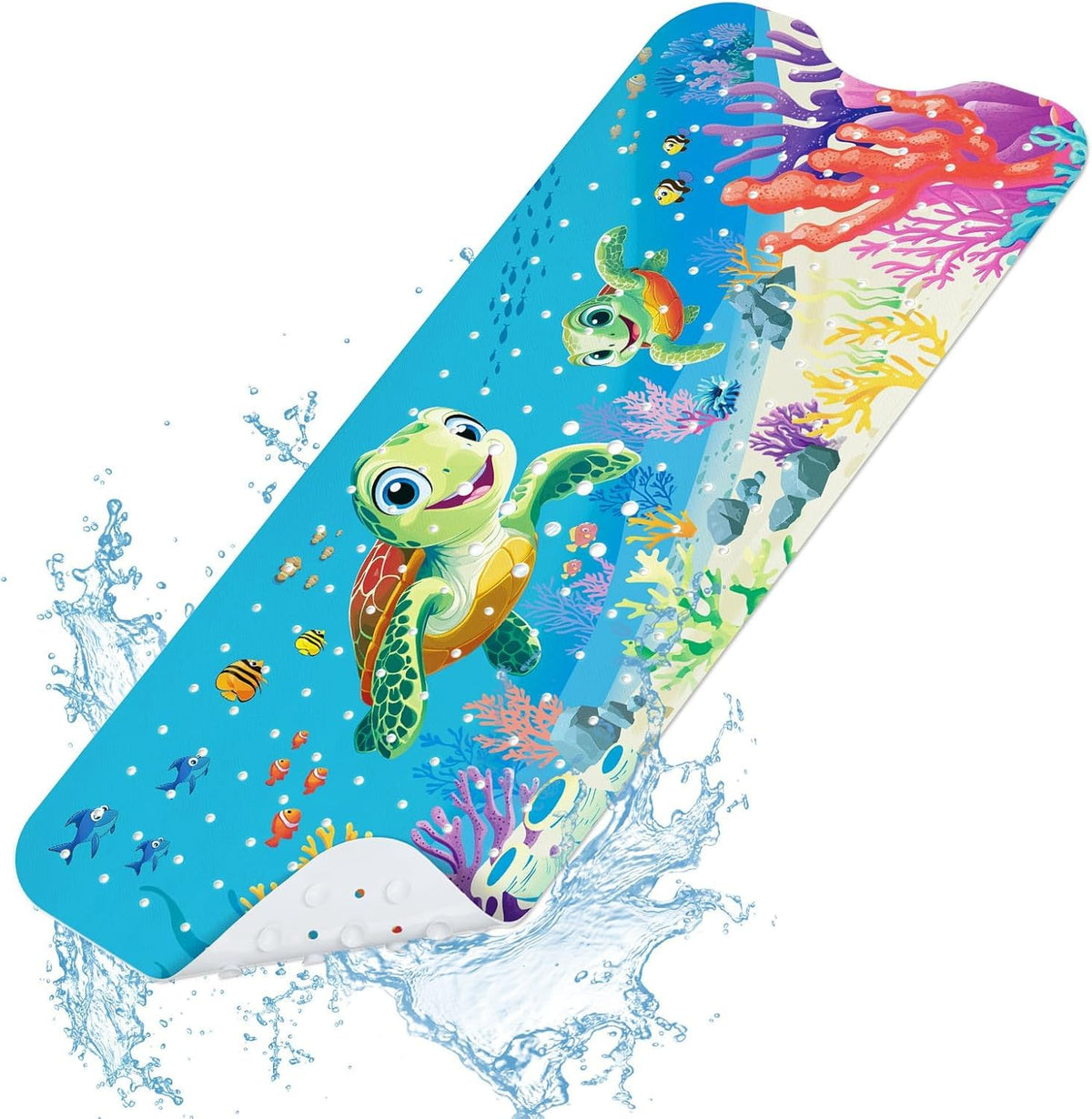 SHUCHING Sea Turtle Bath Mat Non Slip Kids, 100 X 40 cm Extra Long Baby Bathtub Mat Anti Slip, Childrens Shower Mat Non Slip Anti Mould for Bathroom