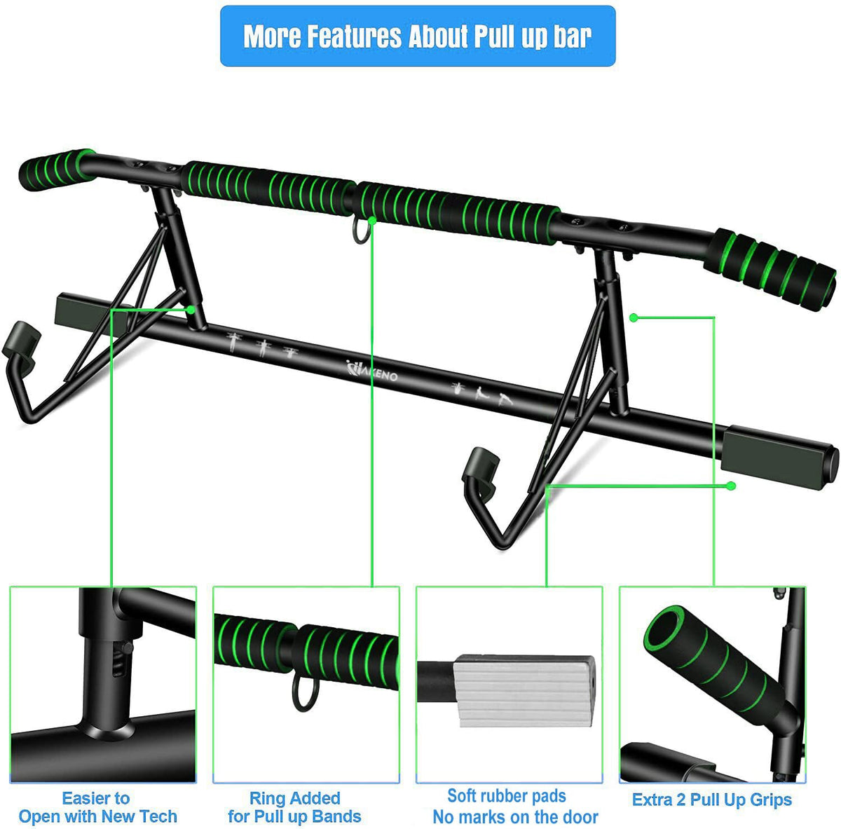 Pull Up Bar Doorway Fitness Chin-Up Bar Frame for Home Gym Exercise with Shortened Handle Bar Training Straps Set