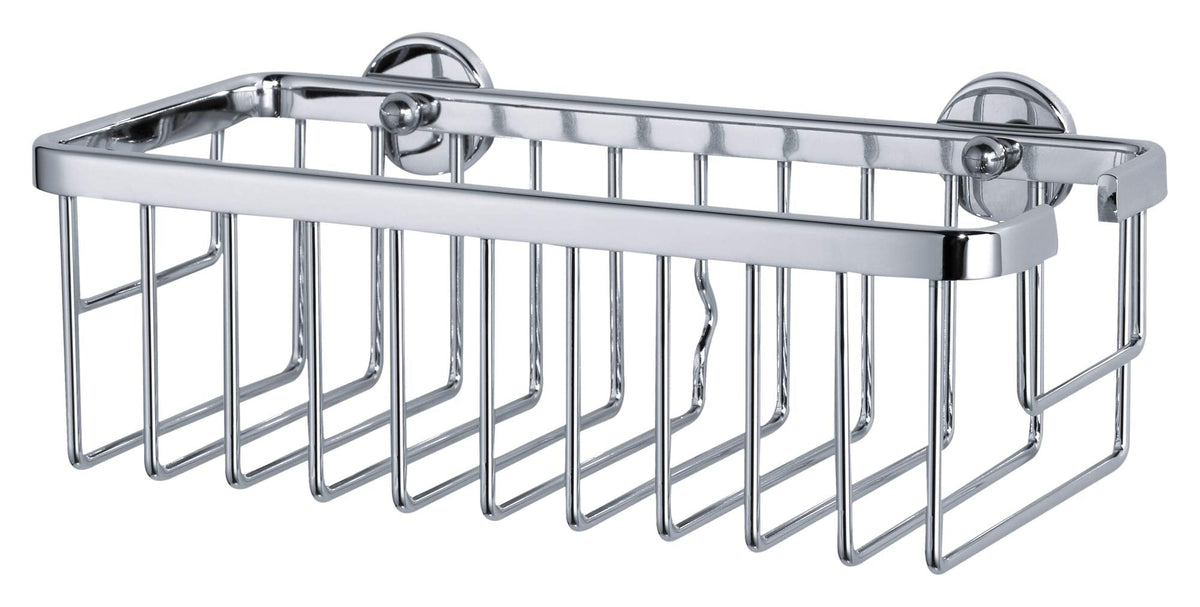 tesa Aluxx Shower Caddy - Self-adhesive, High-Gloss Chromed Aluminum Shower Basket Organizer - With tesa Power.Kit Adhesive Mounting Technology - 92