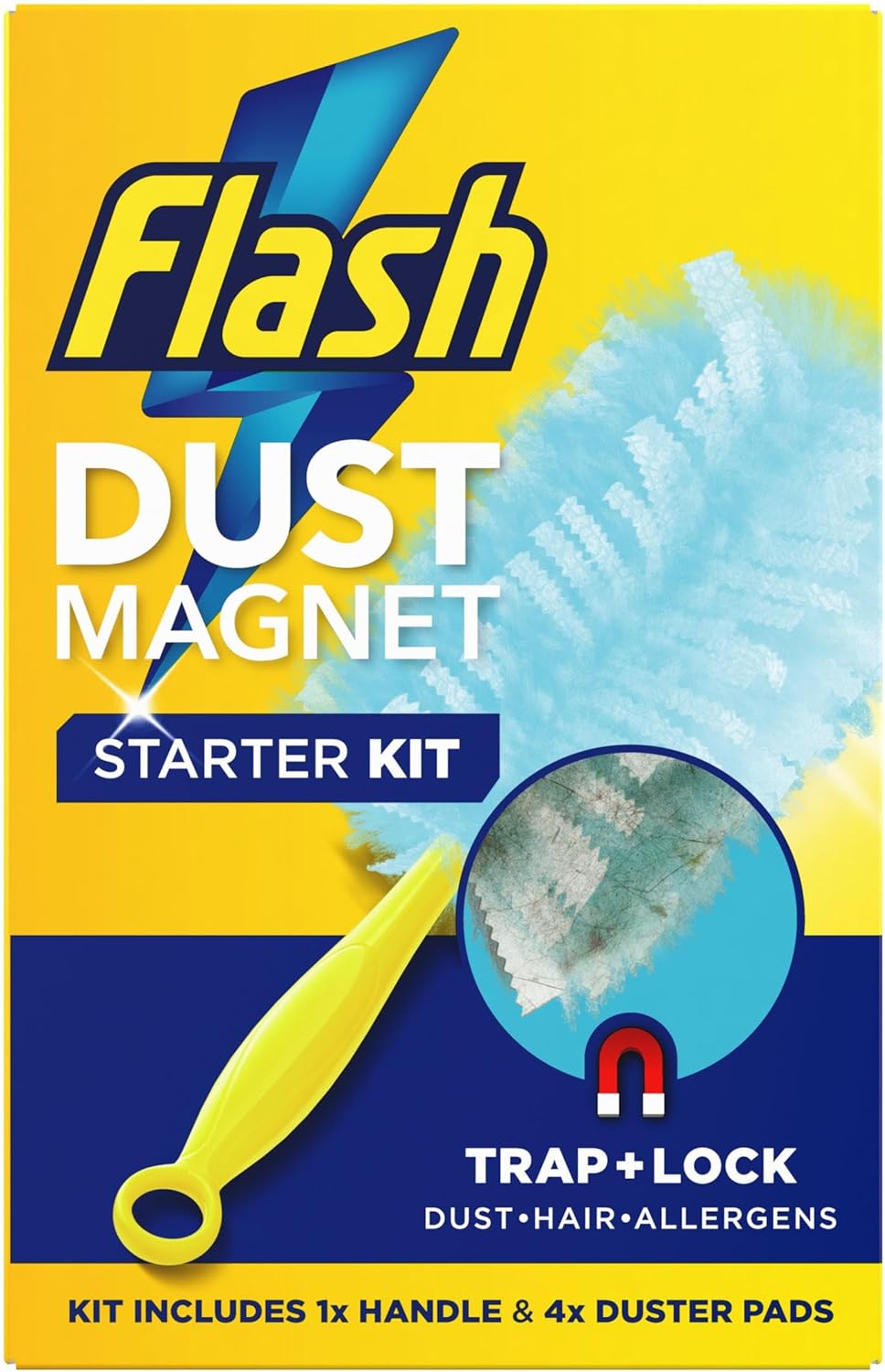 Flash Duster Dust Magnet Starter Kit (1 Handle + 4 Refills), New but open scruffy box
