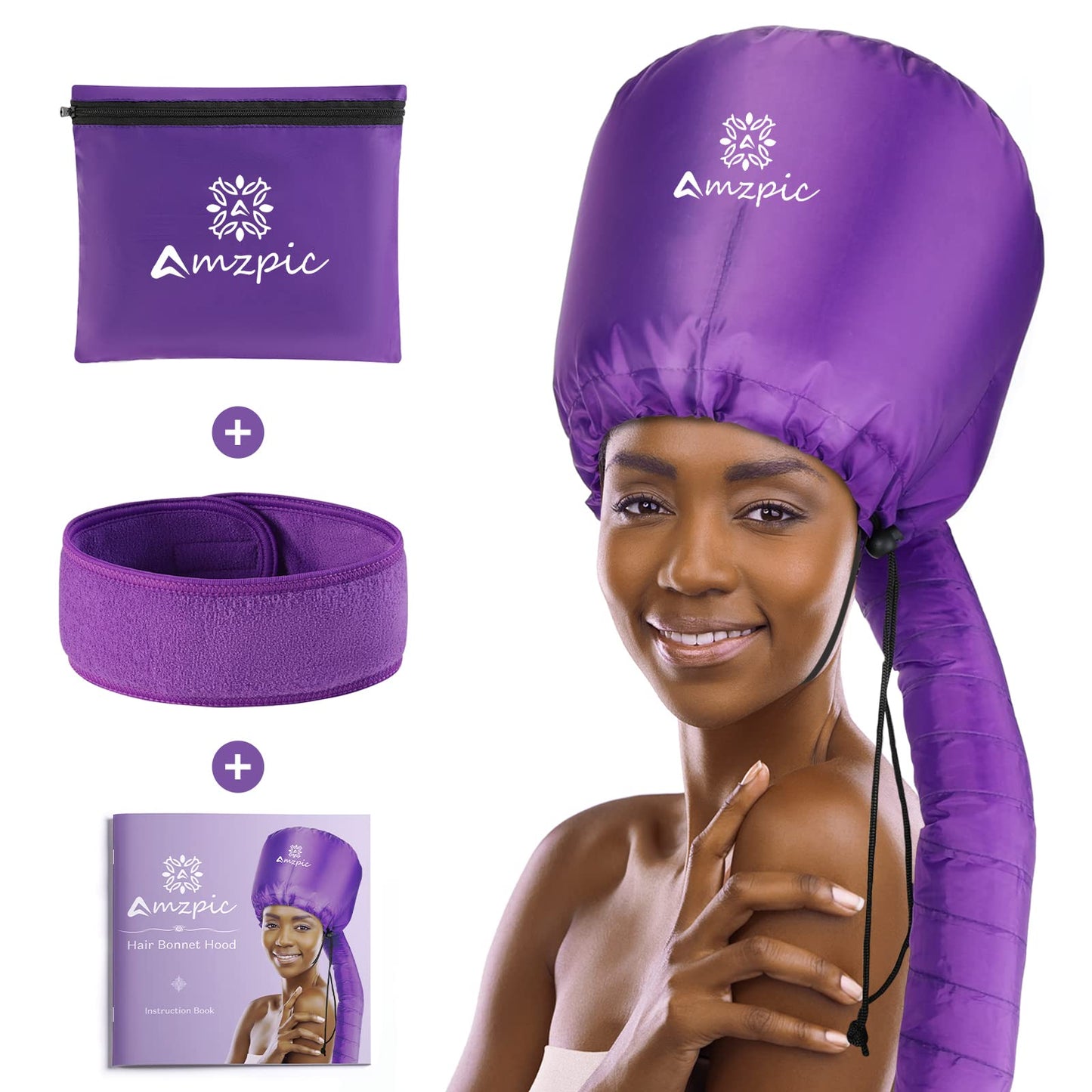 Bonnet Hood Hair Dryer Attachment - Soft, Adjustable, Extra Large for Speeding Up Drying Time at Home, Easy to Use for Styling, Curling and Deep