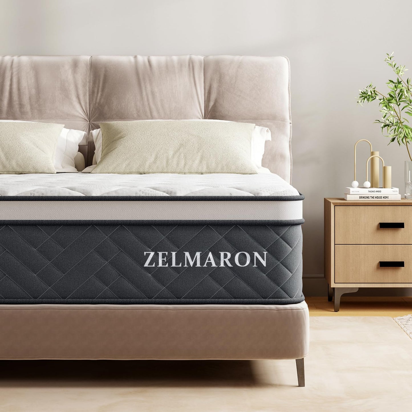 Zelmaron Double Mattresses, 12 Inch Innerspring Hybrid Mattress 4FT6 with Pocket Sprung & Breathable Foam - Medium Firm Mattress, Motion Isolation