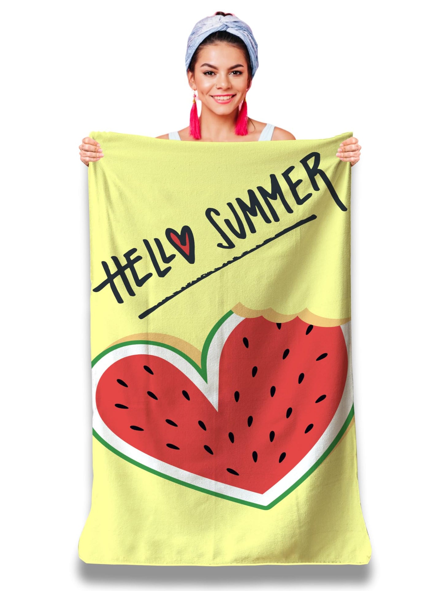 Personalised Microfibre Beach Towel with Summer Message - Beach Towel 160 x 80 cm - Ultra Absorbent, Quick Dry, Lightweight and Compact. Gift Idea for
