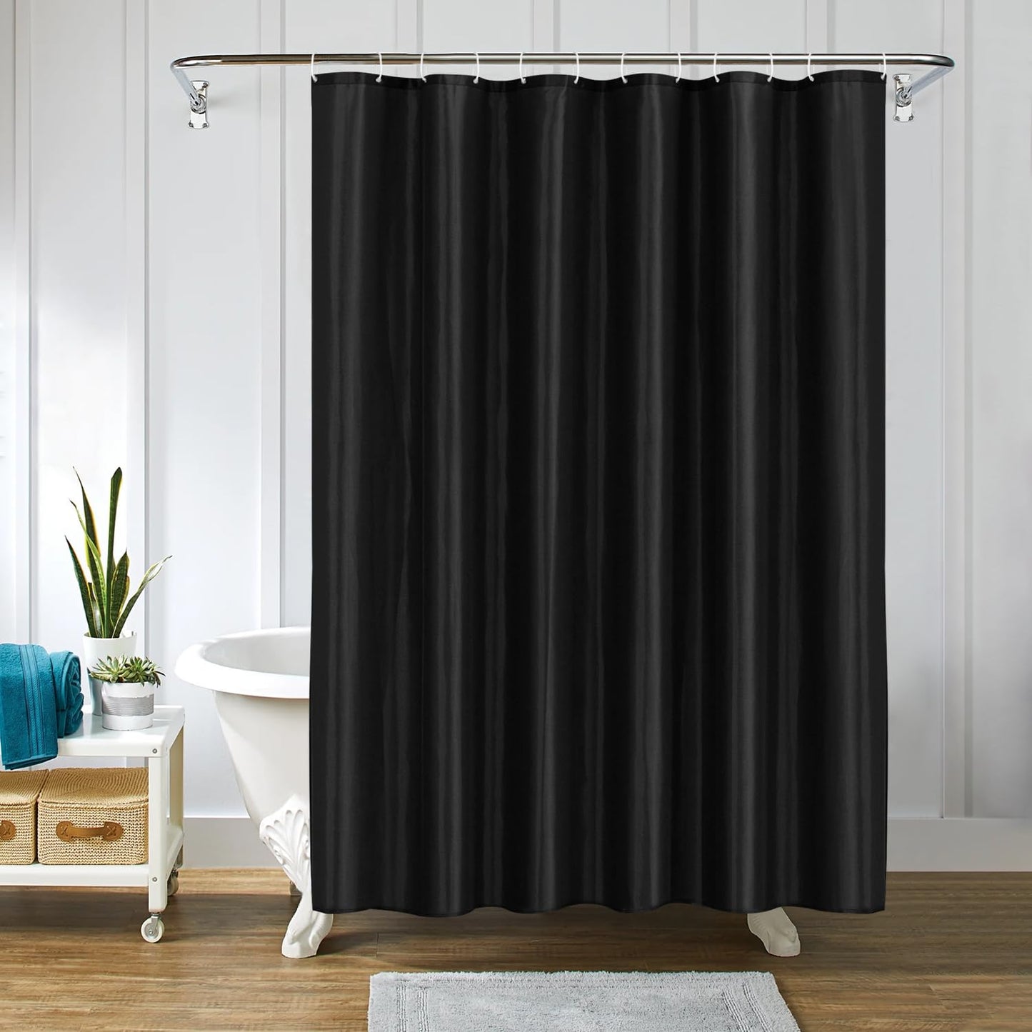 LUKDUNG 180 x 220 cm Polyester Textile Shower Curtain Anti-Mould for Bathroom, Curtain for Bathtub Shower Made of Fabric Waterproof Washable Shower