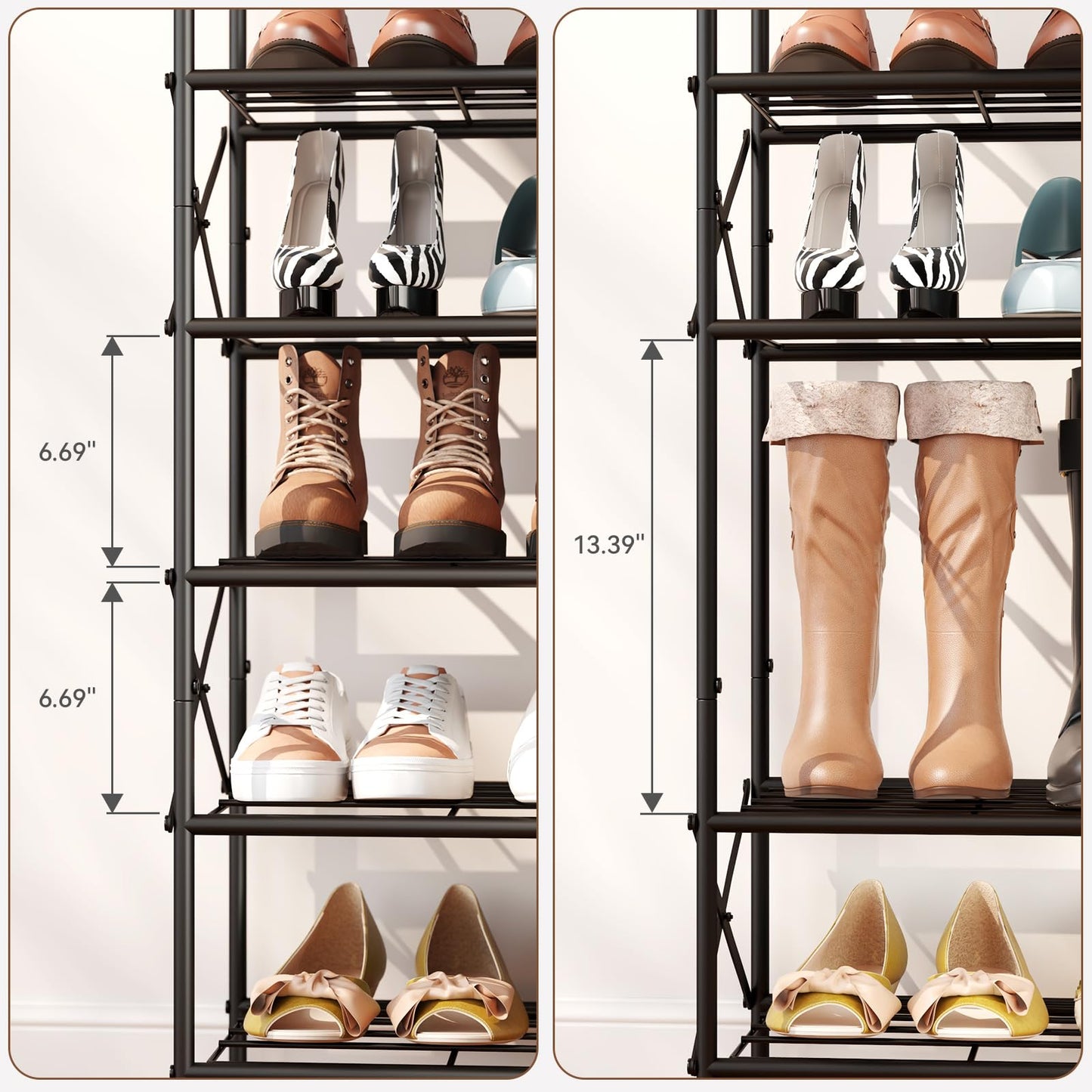 IBUYKE 10 Tier Shoe Rack, Large Capacity Shoe Storage Organizer for 40 Pairs of Shoes