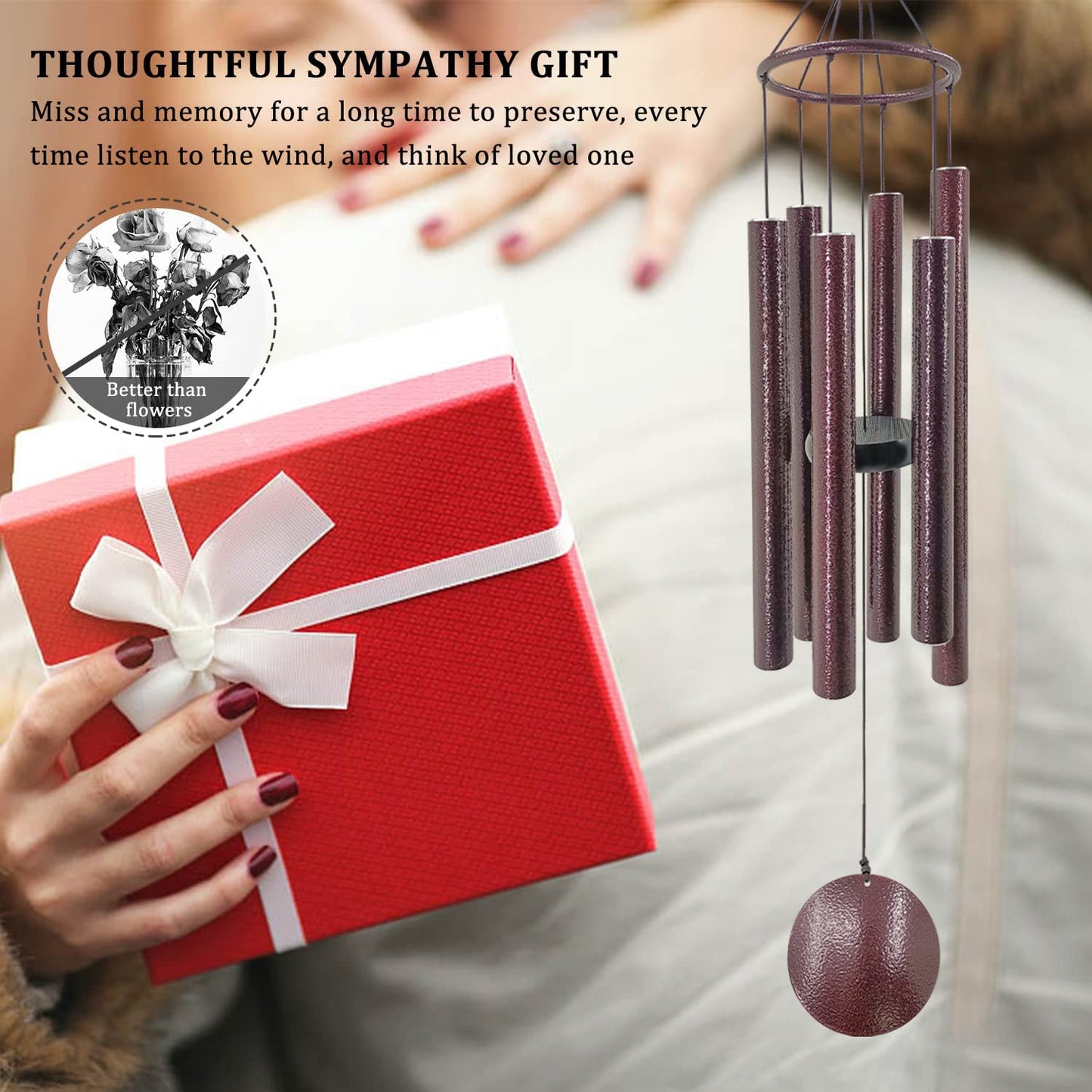 ASTARIN Sympathy Wind Chimes for Outside, Memorial Wind Chimes for Loss of Loved One, Large Deep Tone Wind Chimes Outdoor in Memory of Loved for