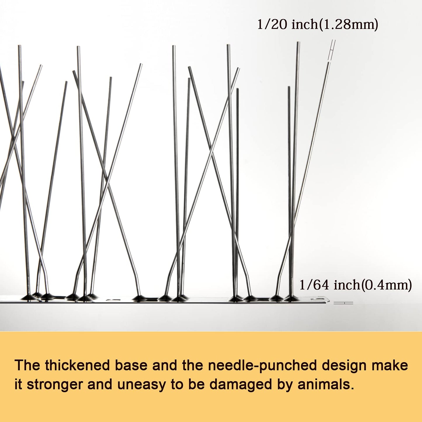 OFFO Bird Spikes with Stainless Steel Base,Cover 16.5m Pigeon Spikes for Roofs and Windows,Bird Deterrent Spikes Set for Deterring Crows,Seagulls and