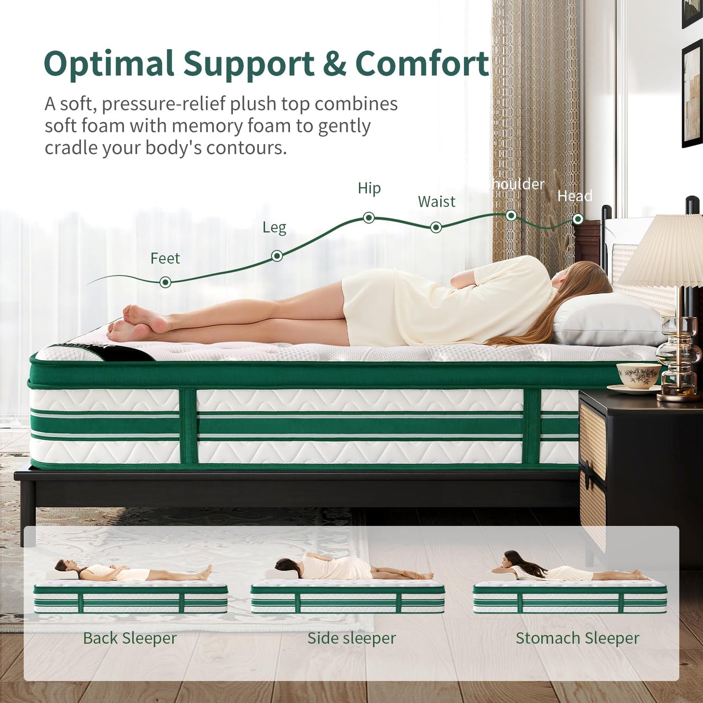 Queblox King Size Mattress 5FT, 11Inch Memory Foam 7 Zone Orthopedic