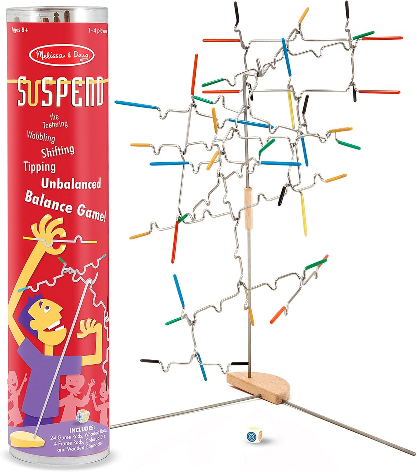 Melissa & Doug Suspend Family Games, Stacking Tower Balancing Toy. Used very good, But open scruffy packaging.