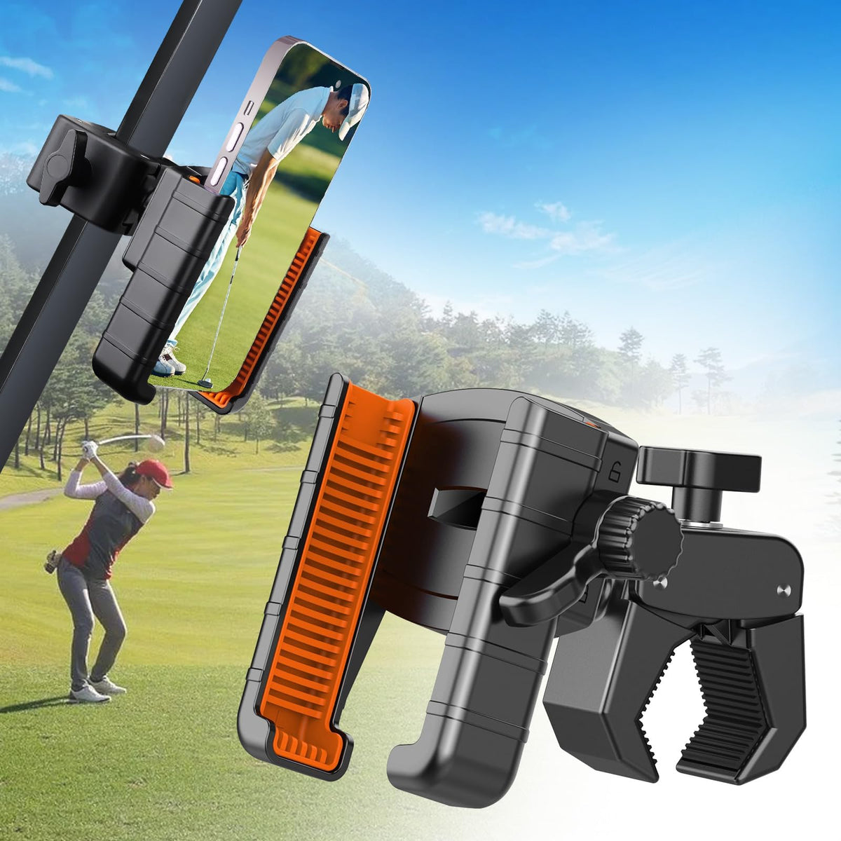 EEEKit Golf Cart Phone Holder, Universal Rotatable Cell Phone Holder Mount for 4.7-7.2" Smartphones, Golf Cart Accessories for EZGO Club Car Yamaha