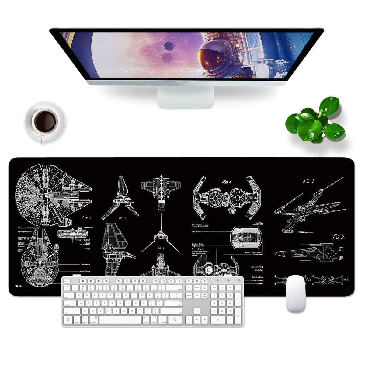 WYDUCVI Black Gaming Mouse Mat Large Desk Mat XL 31.5x11.8x0.12 inch Large Mouse Pad Keyboard Mouse Pad (Design)