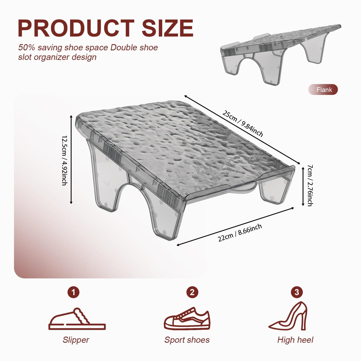Yocdunm 6 Pcs Double Layer Shoe Rack Slots Organizer Stacker Space Saving Transparent Plastic Shoe Holder Stand Shoe Rack Wardrobe Storage For Cabinet