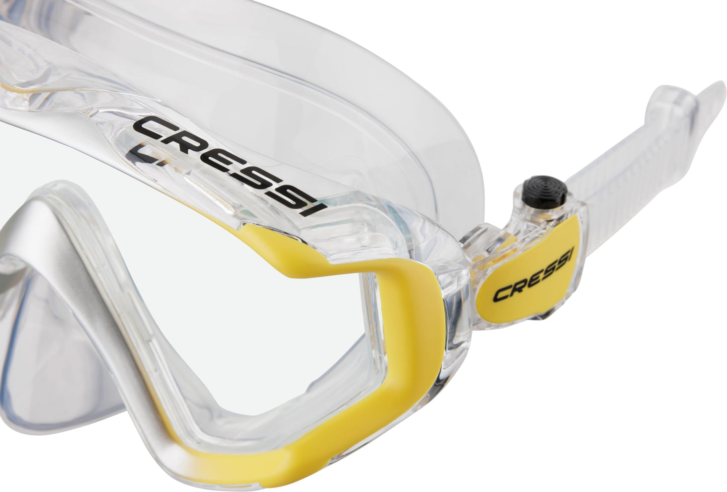CRESSI Liberty Triside Mask - Panoramic 3 Glass Mask for Diving and Snorkelling, Clear/Yellow Silver, One Size, Unisex Adult