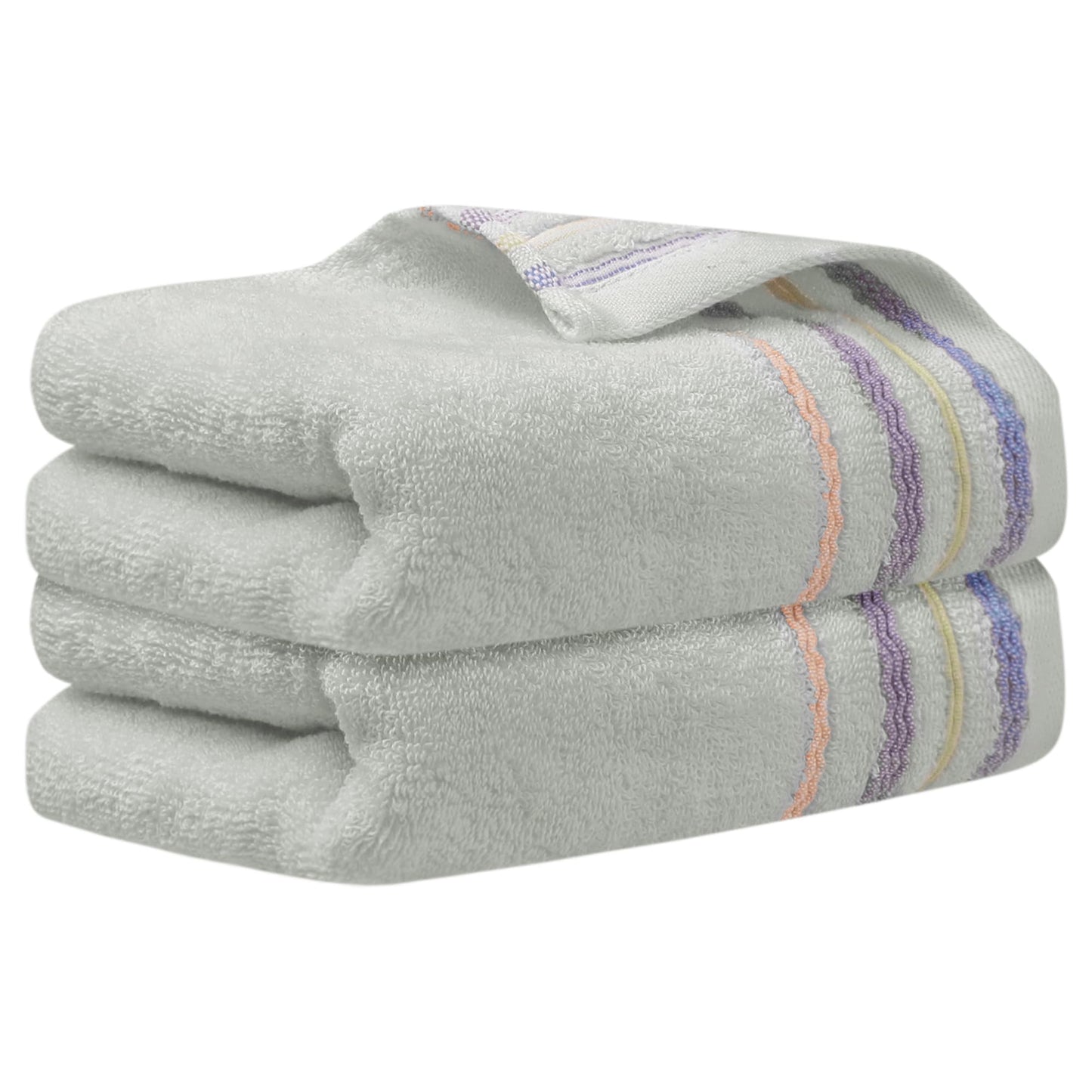 HMETOL Colorful Striped Pattern 2 Pack Hand Towels for Bathroom Travel