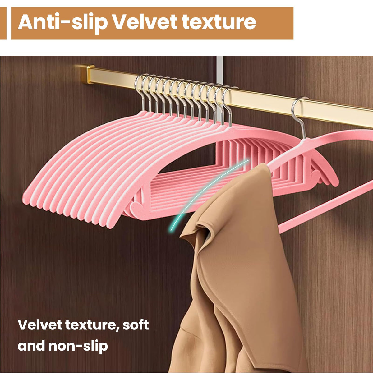 Jiang&Rong 60 Pack Pink Velvet Hangers,Non-Slip Clothes Hangers