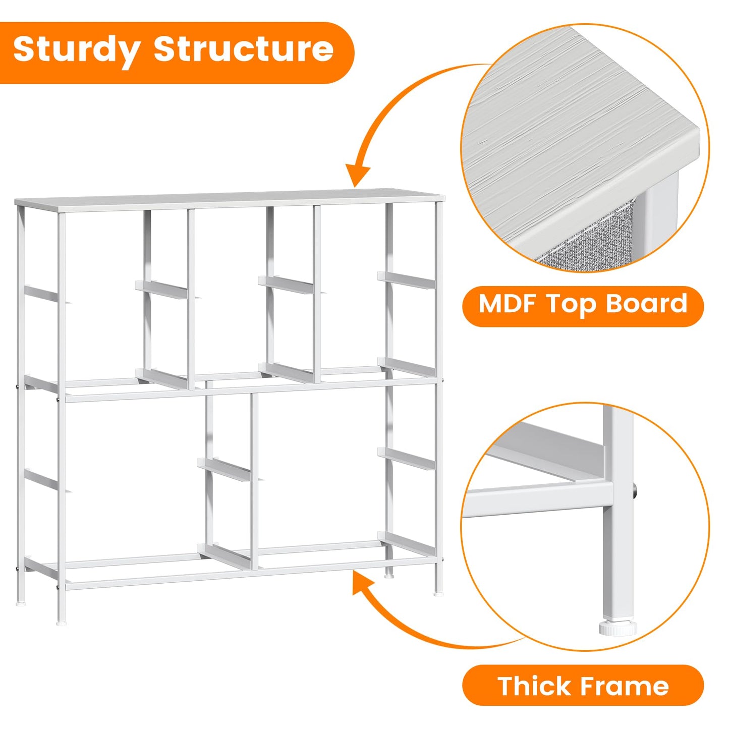GoaHi Chest of Drawers, Large Dressers with Metal Frame and MDF Wooden Top Board, Adjustable Feet, Anti-Tip Safety